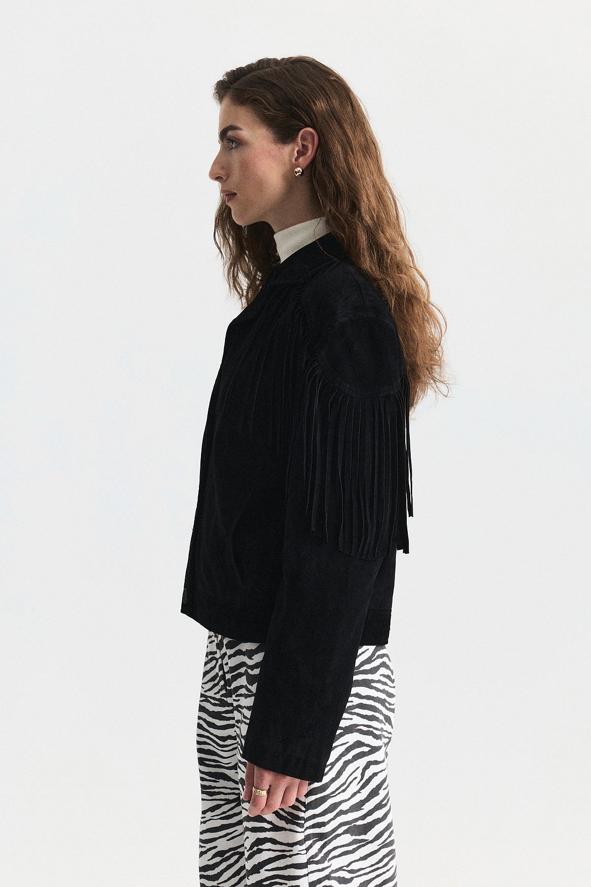 Faux Suede Jacket with Fringe