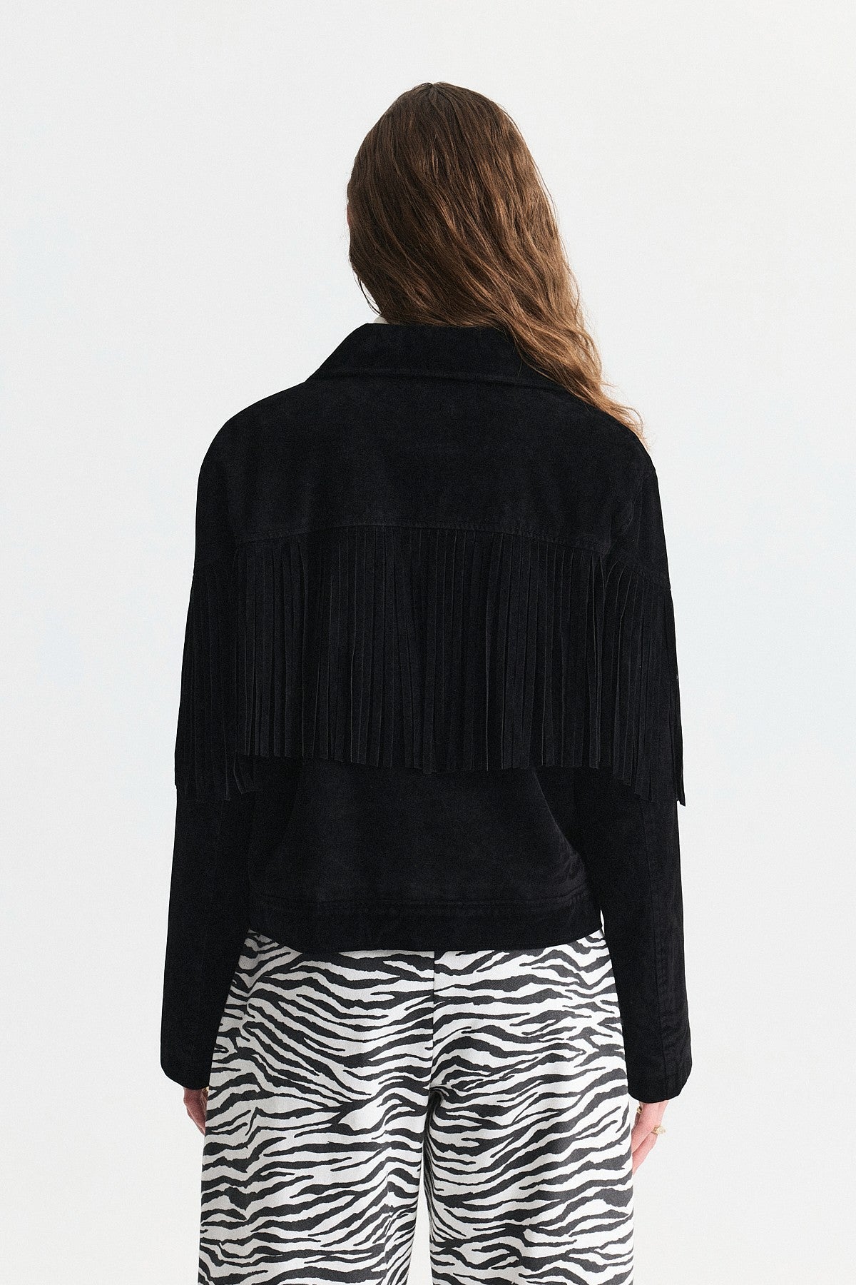 Faux Suede Jacket with Fringe