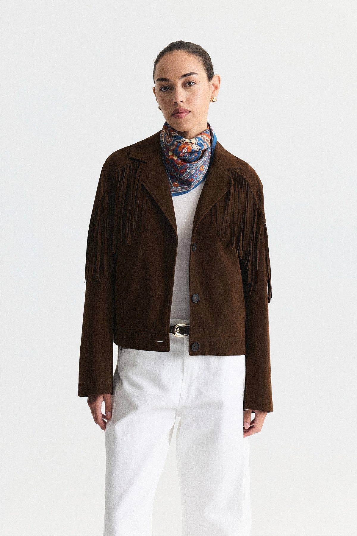 Faux Suede Jacket with Fringe