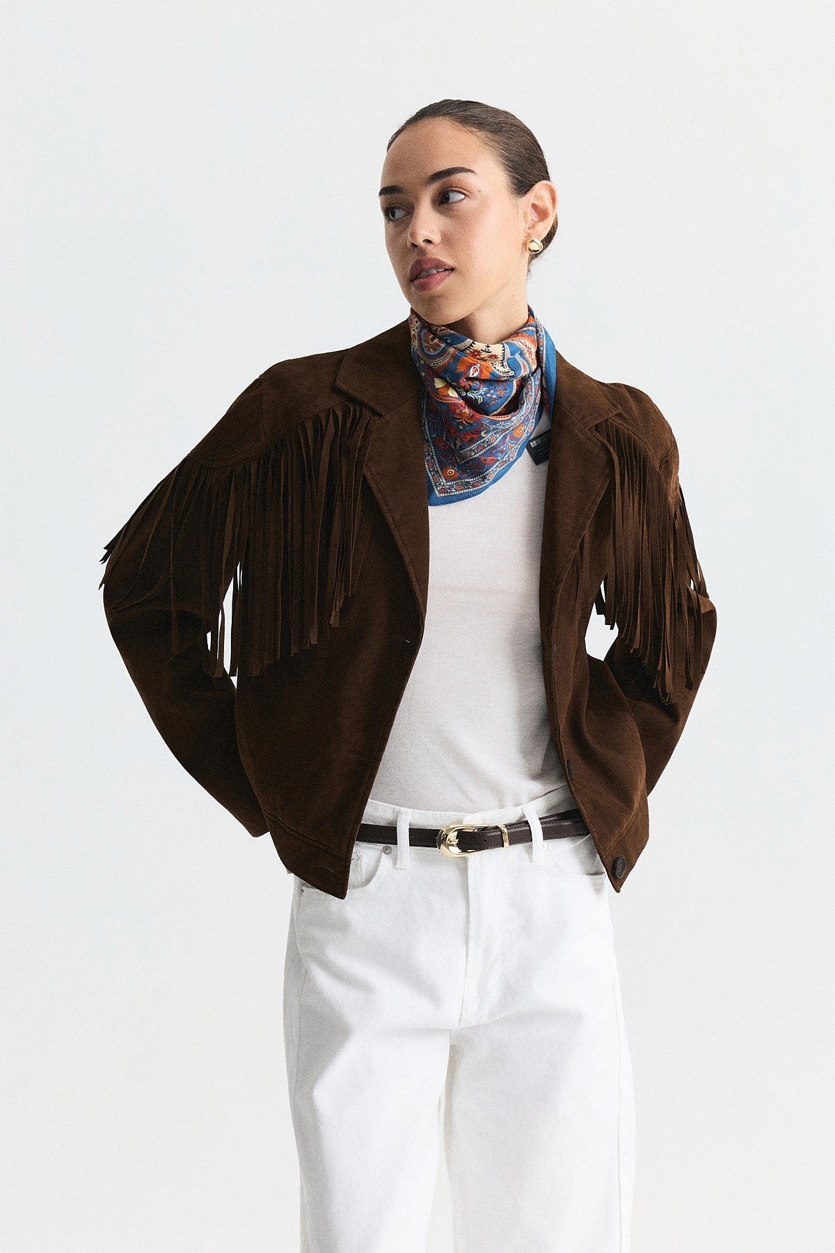 Faux Suede Jacket with Fringe