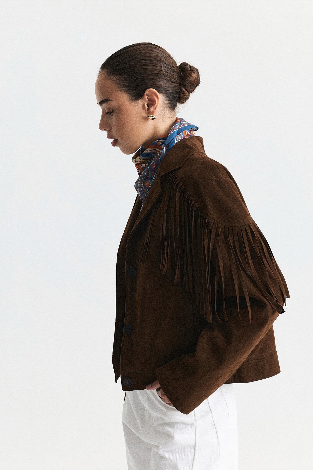 Faux Suede Jacket with Fringe