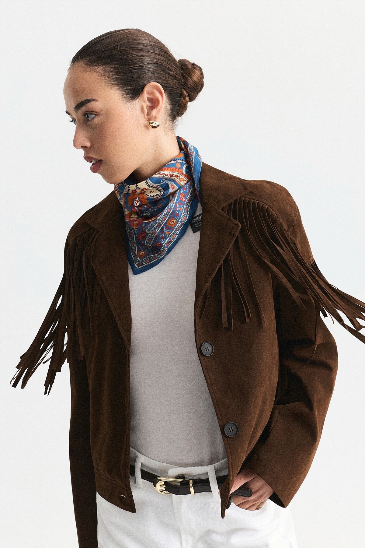 Faux Suede Jacket with Fringe
