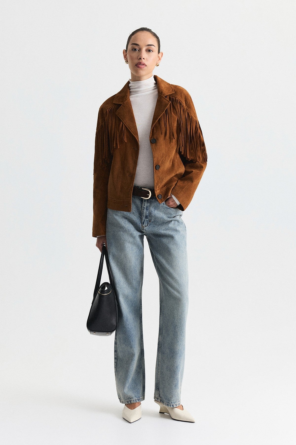 Faux Suede Jacket with Fringe