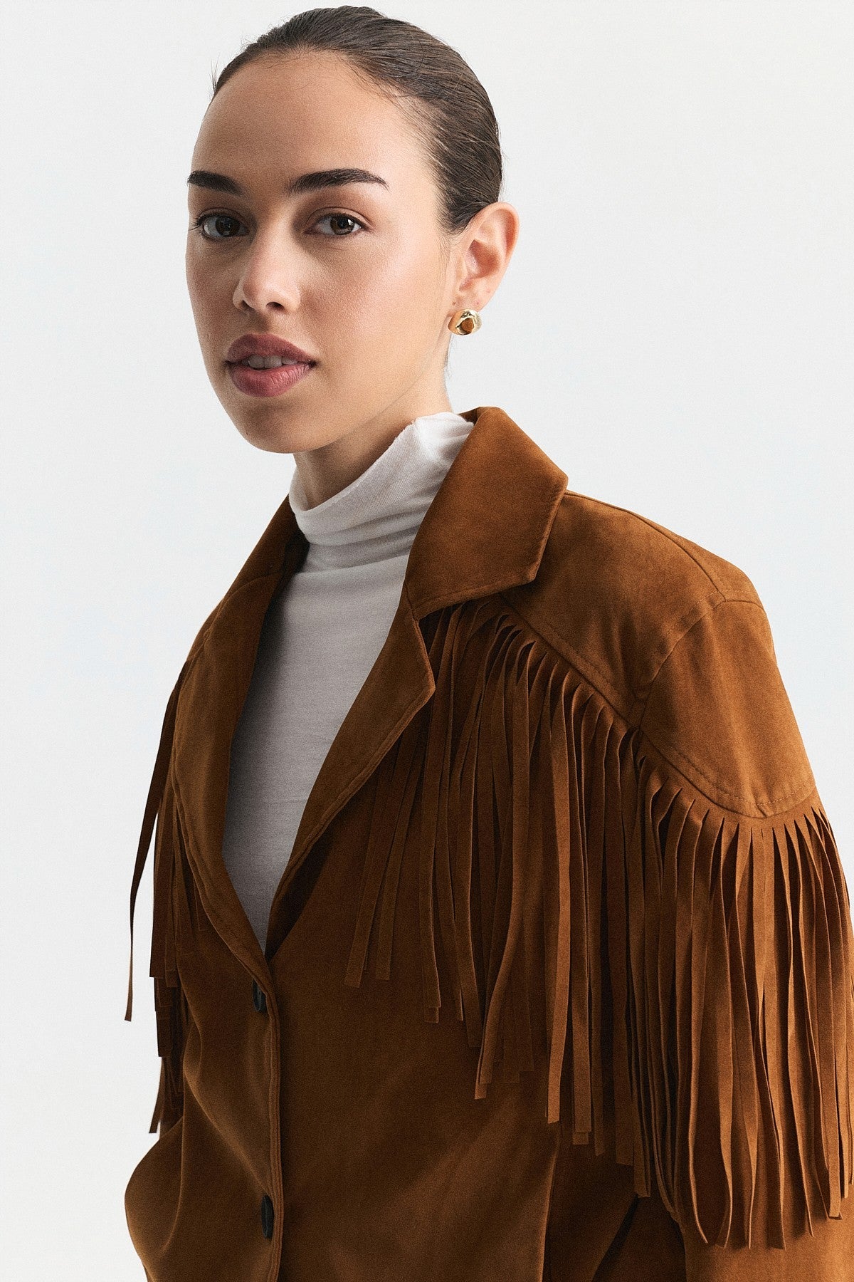 Faux Suede Jacket with Fringe