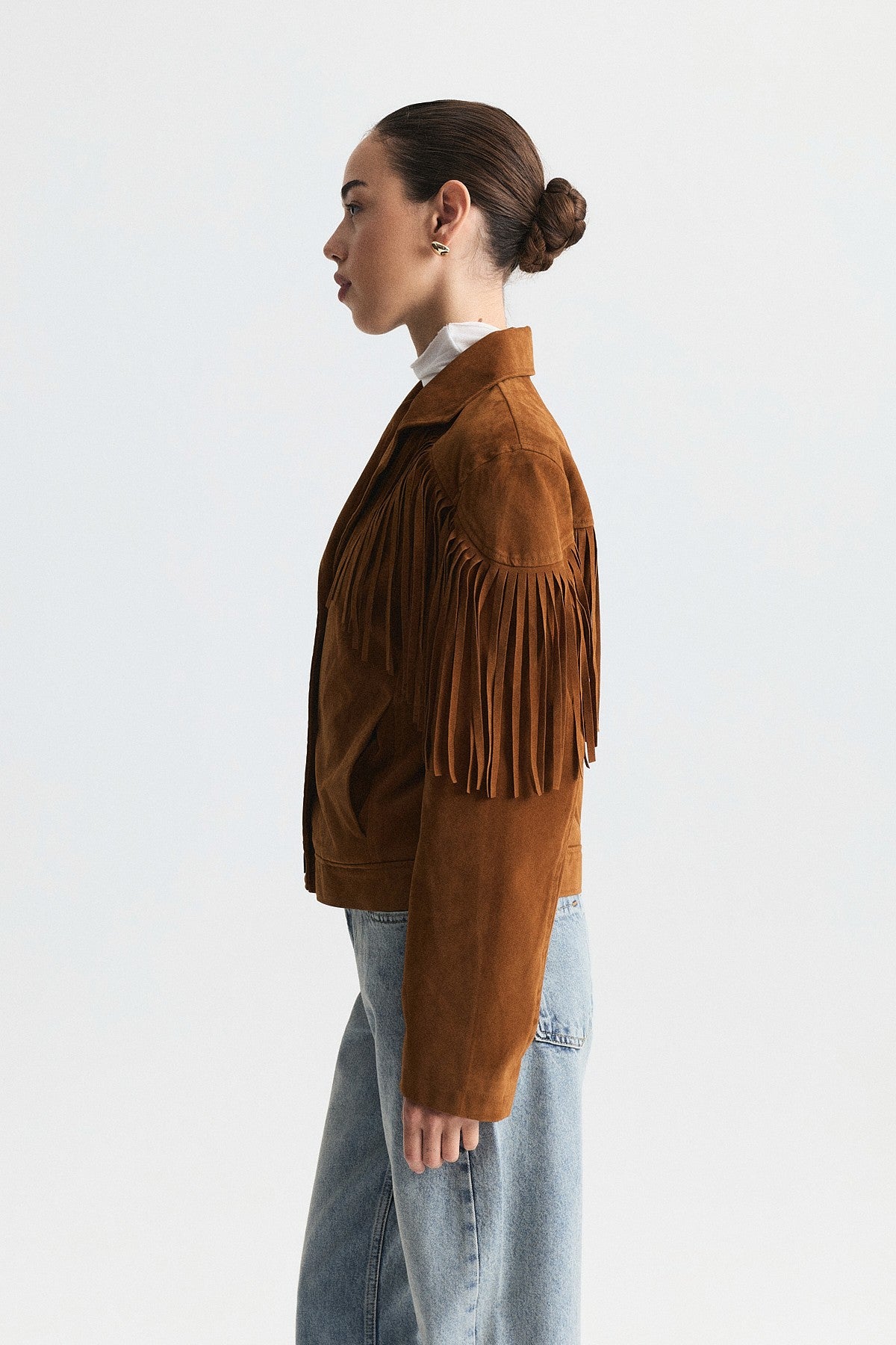 Faux Suede Jacket with Fringe