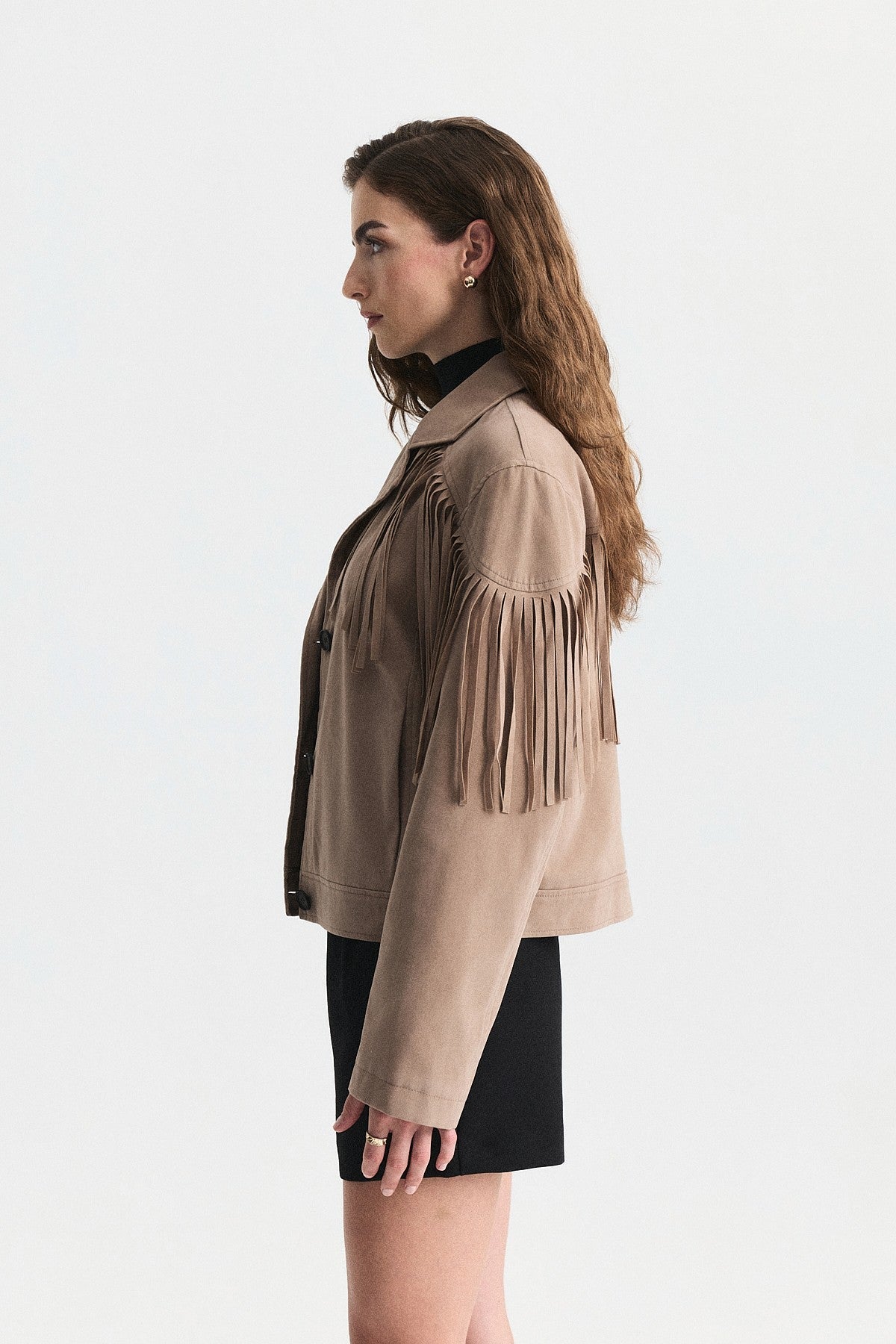 Faux Suede Jacket with Fringe