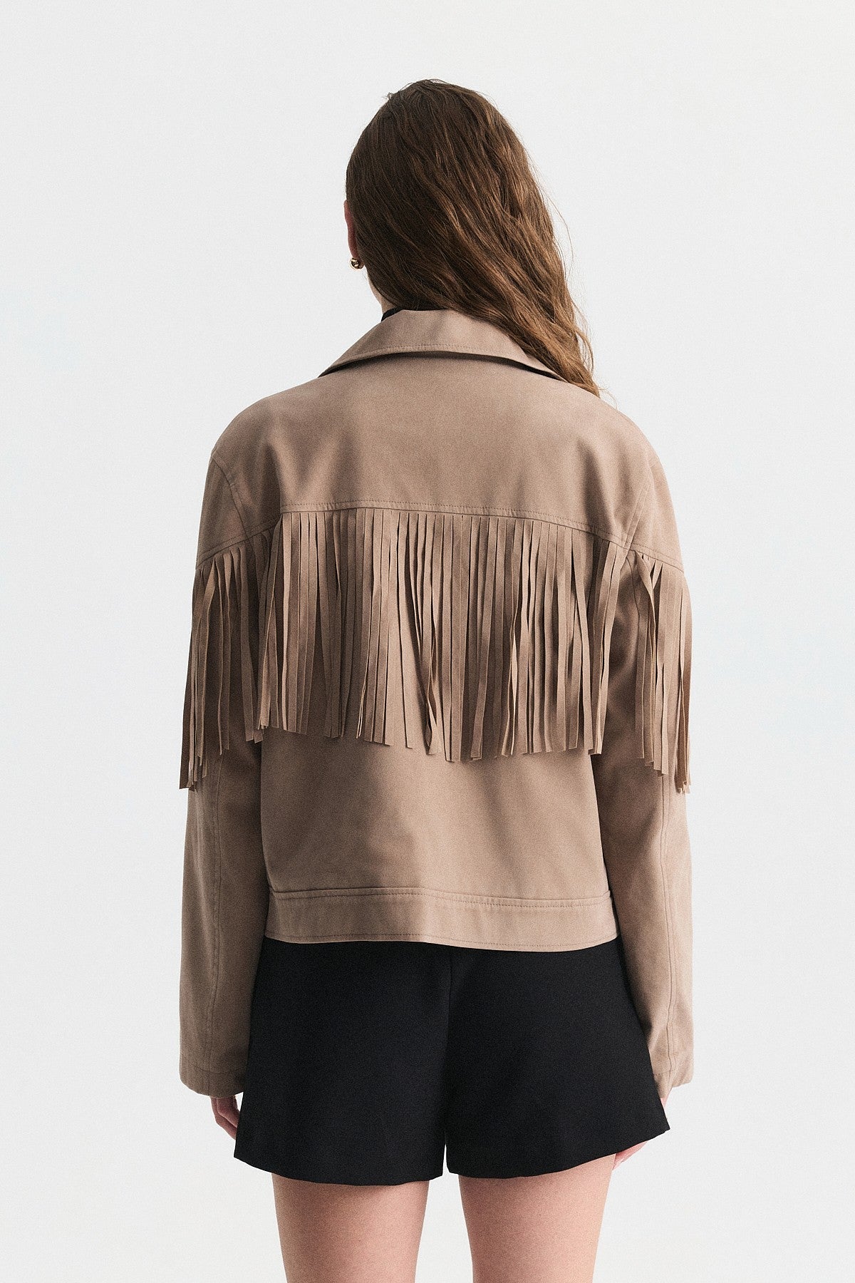 Faux Suede Jacket with Fringe