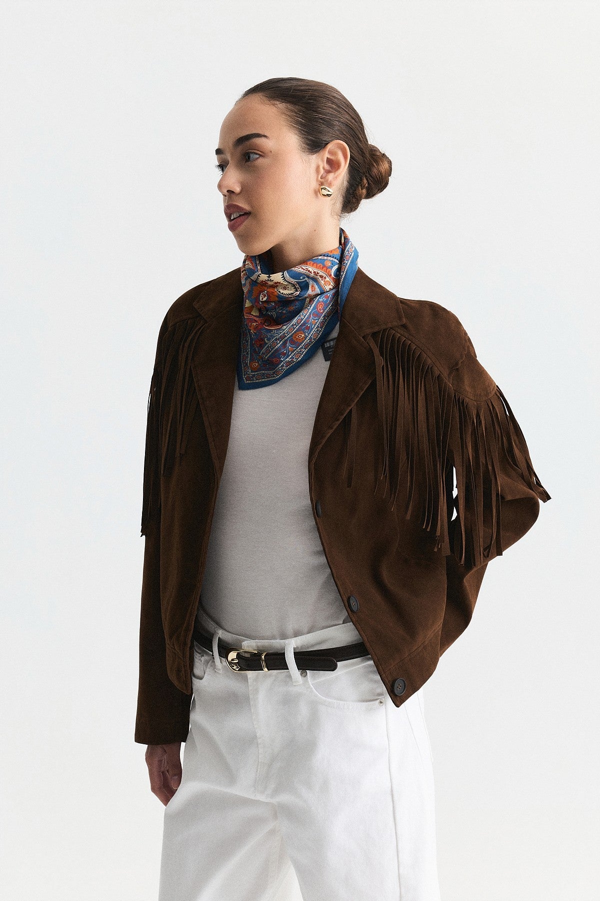 Faux Suede Jacket with Fringe