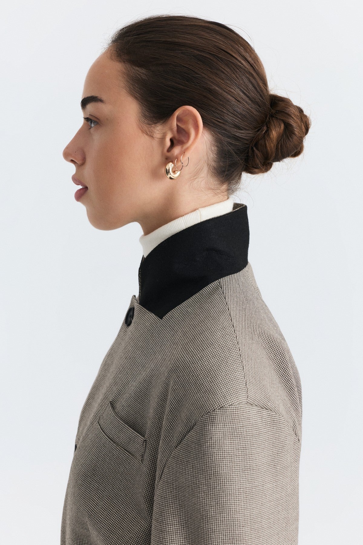 Padded, Checkered, Belted Jacket