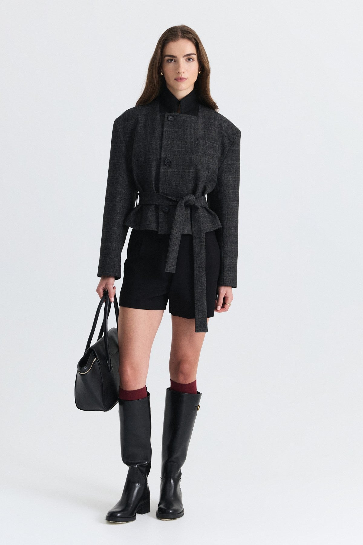 Short Jacket with Patches and a Belt
