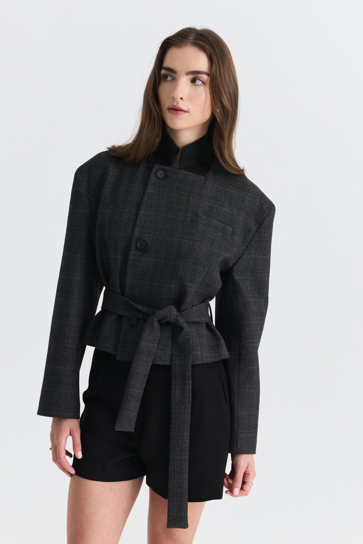 Short Jacket with Patches and a Belt