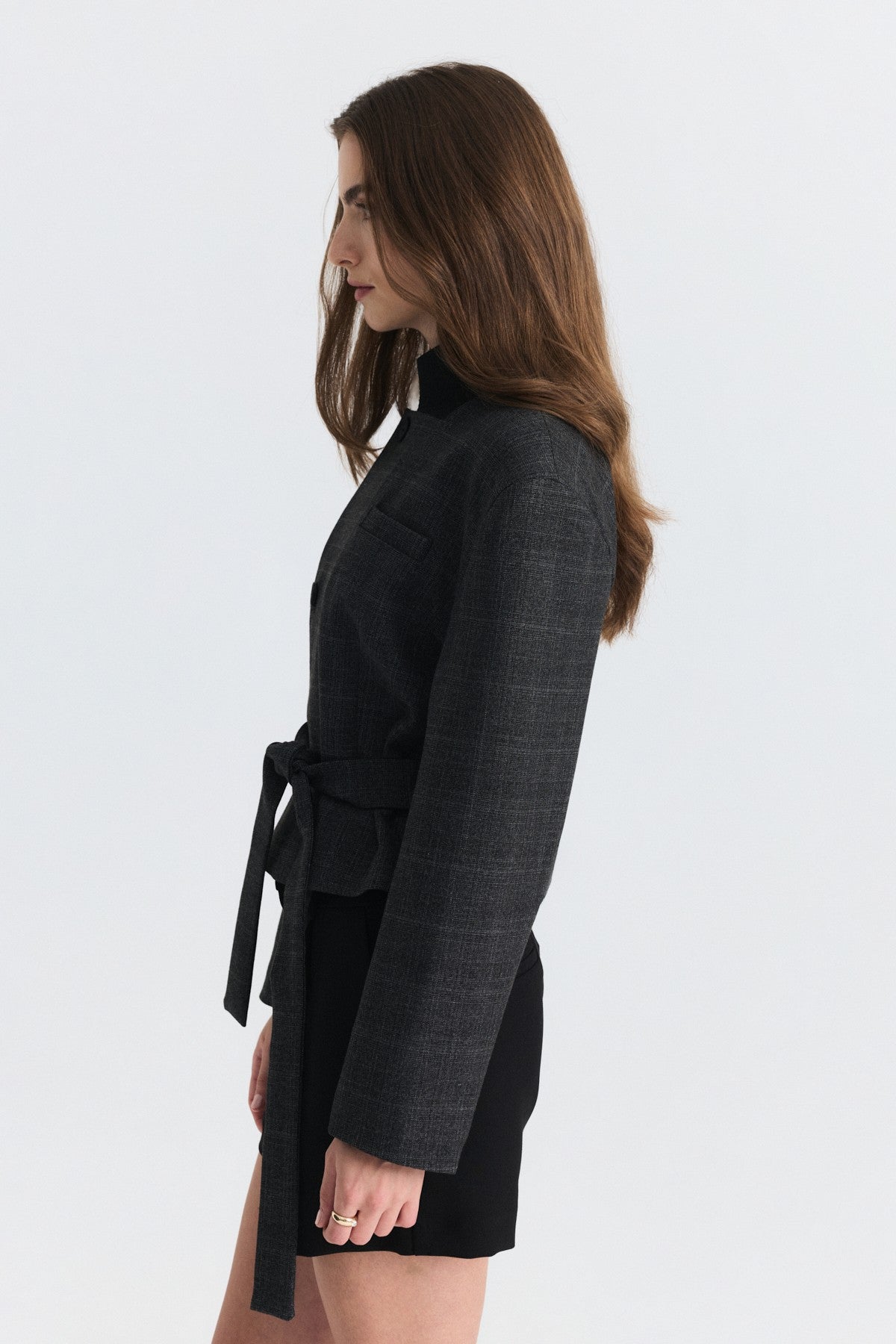 Short Jacket with Patches and a Belt