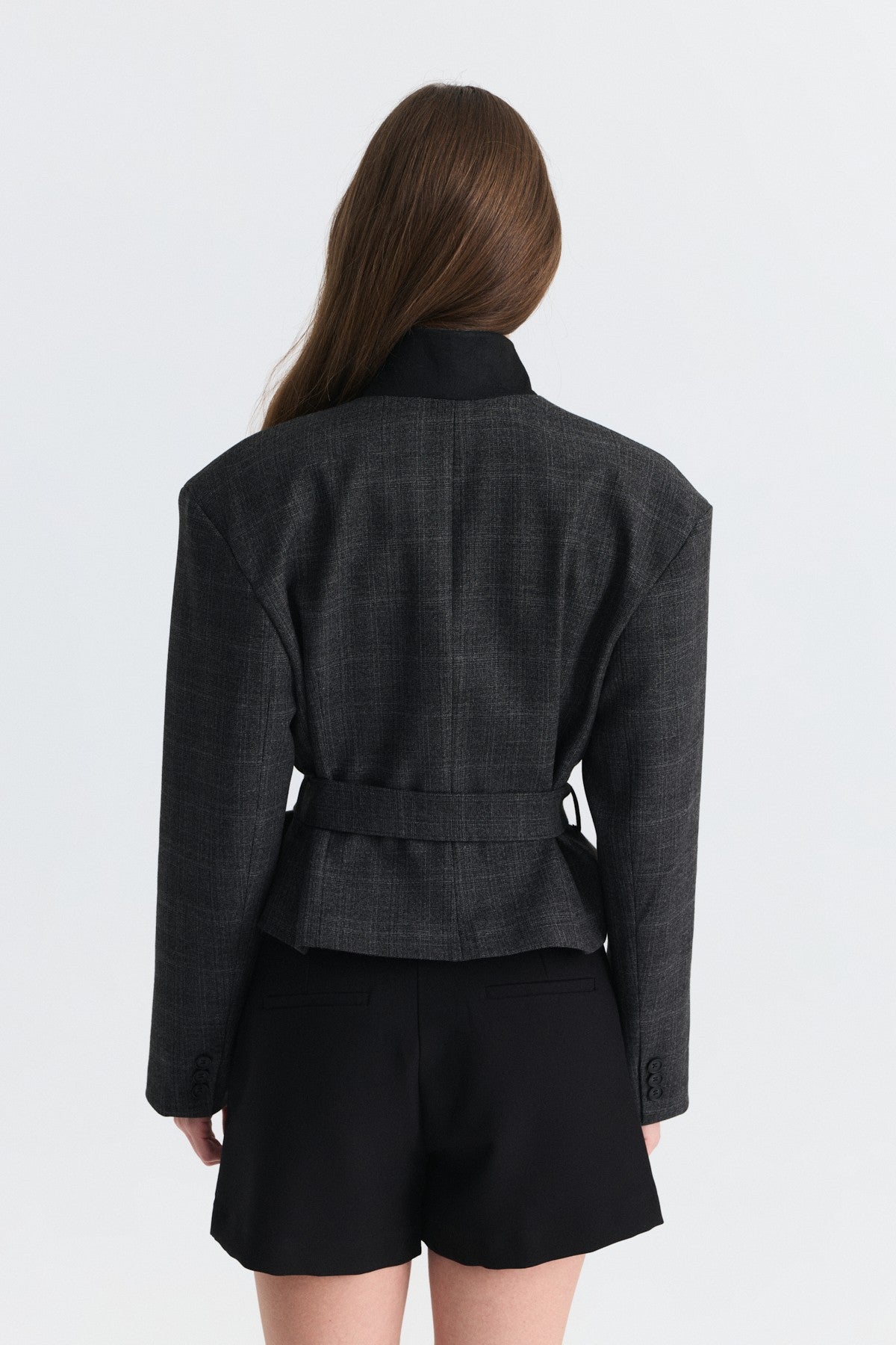 Short Jacket with Patches and a Belt