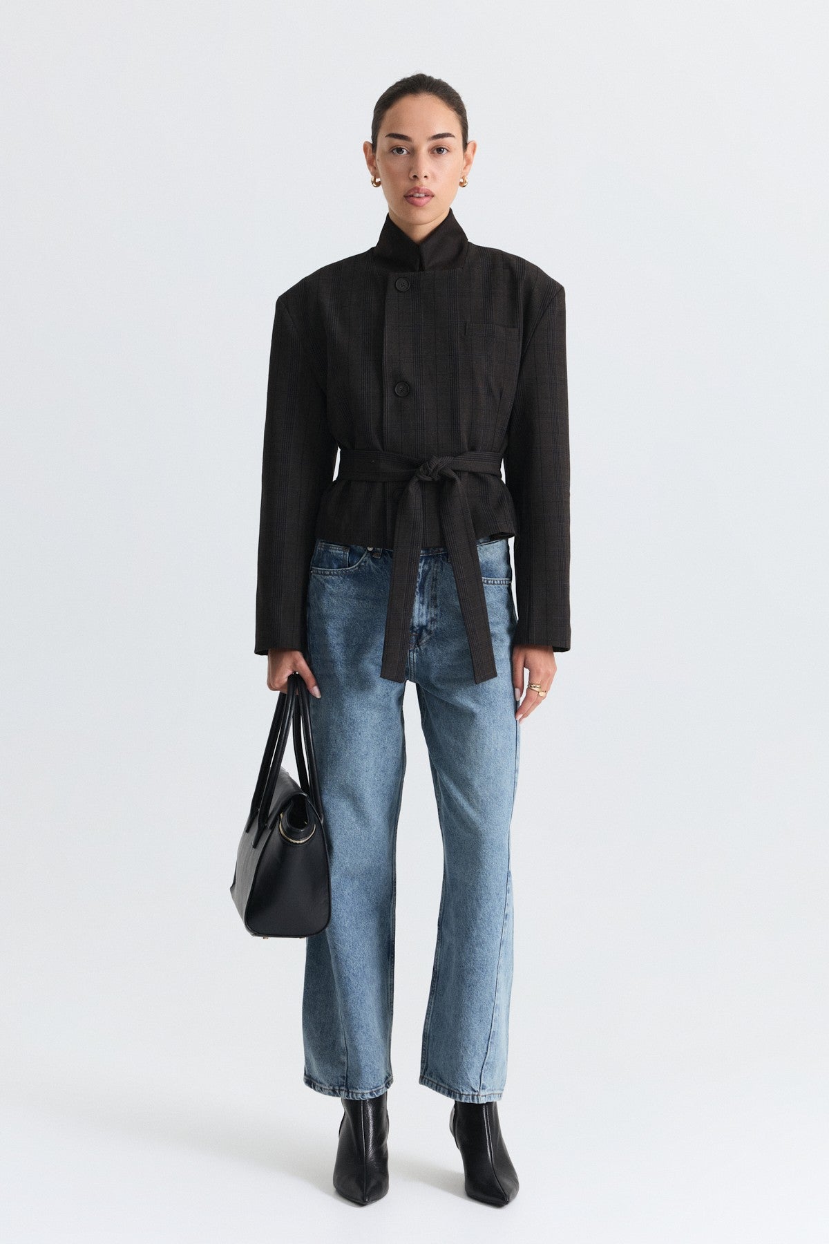 Short Jacket with Patches and a Belt