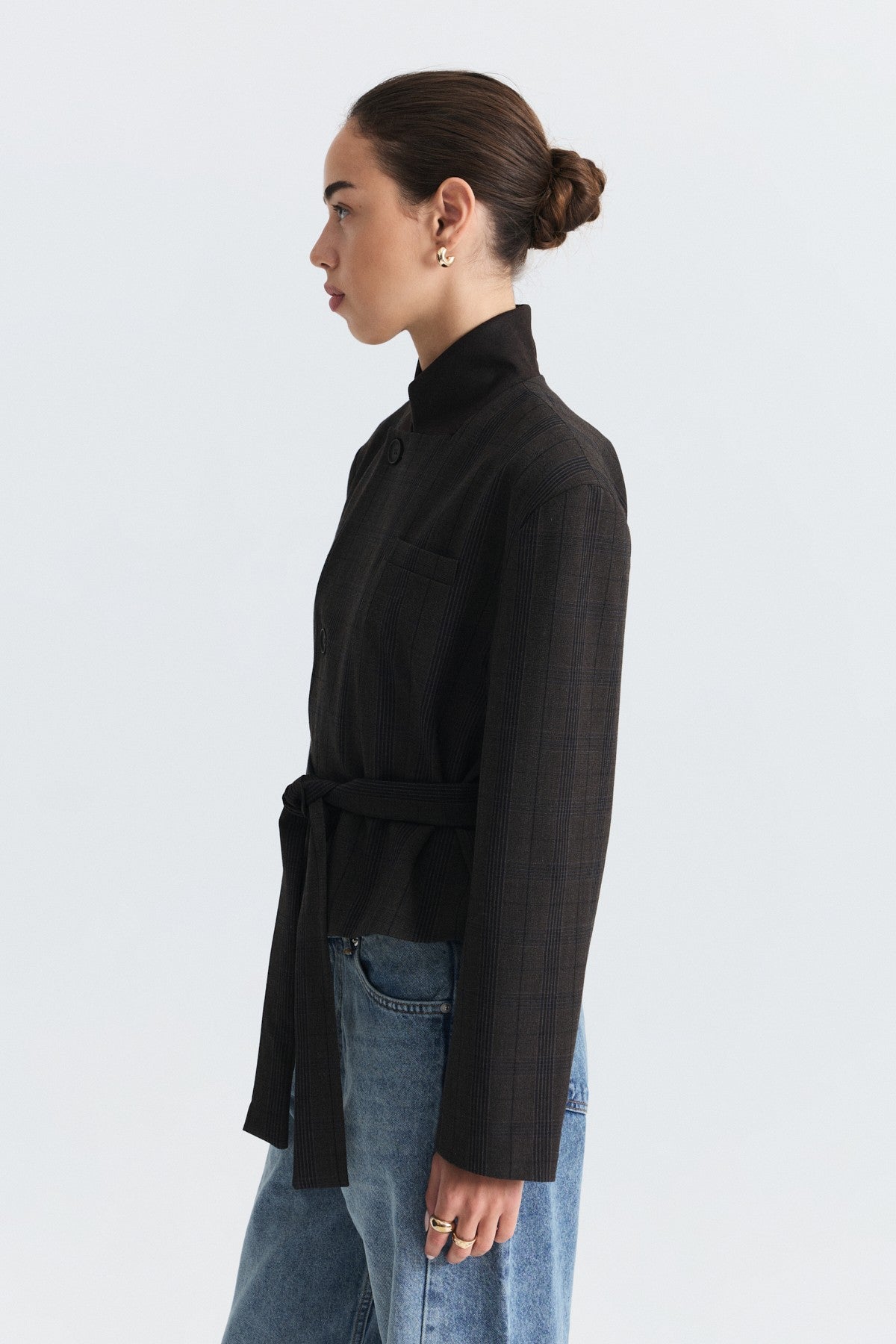 Short Jacket with Patches and a Belt