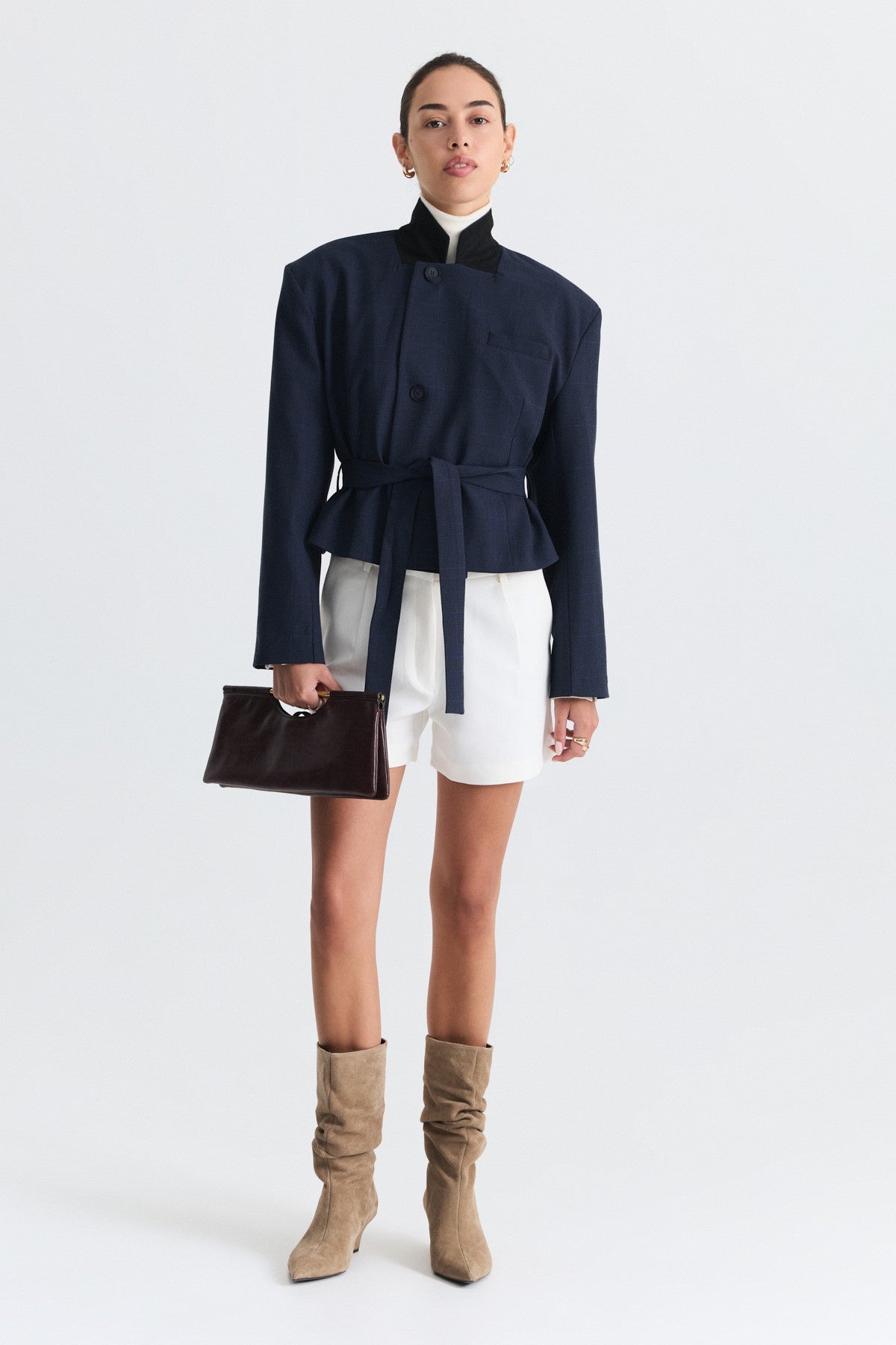 Short Jacket with Patches and a Belt