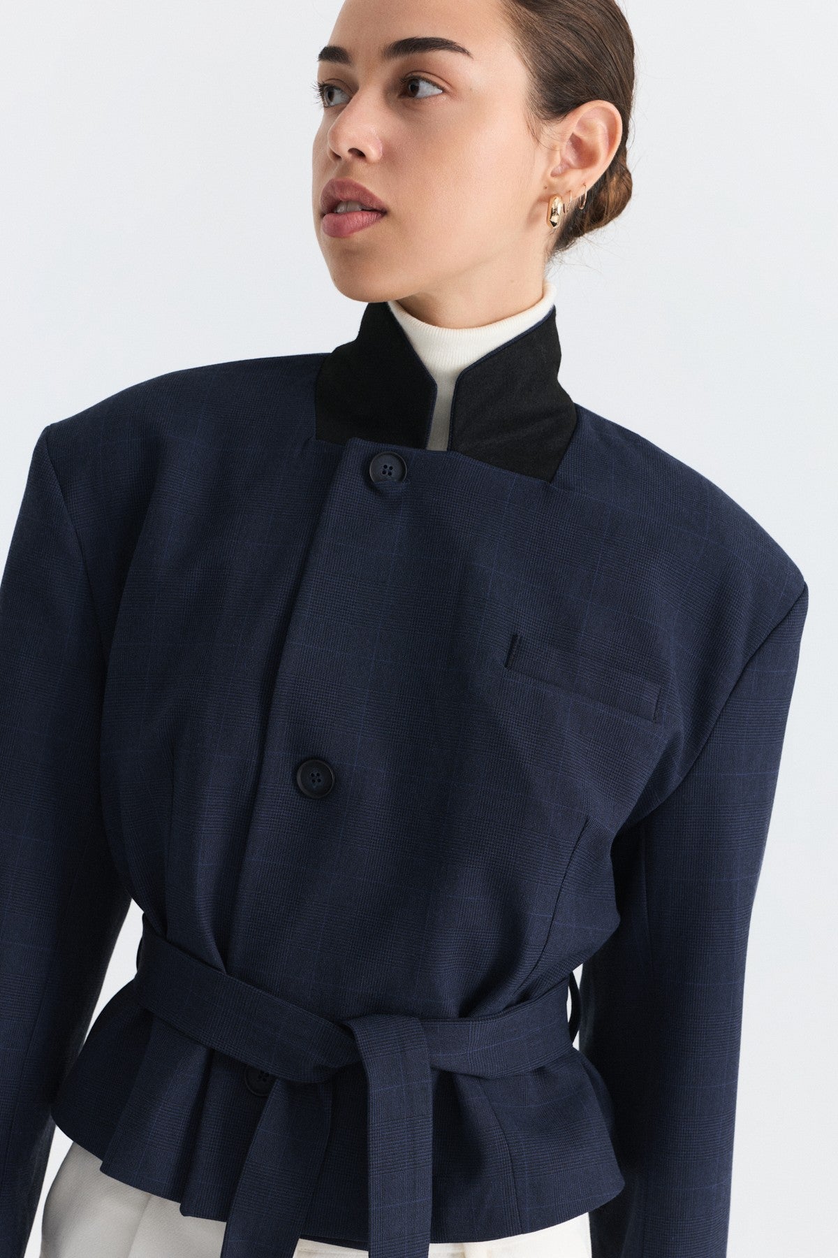Short Jacket with Patches and a Belt