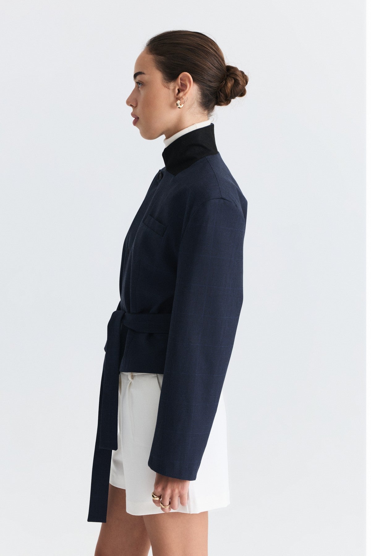 Short Jacket with Patches and a Belt