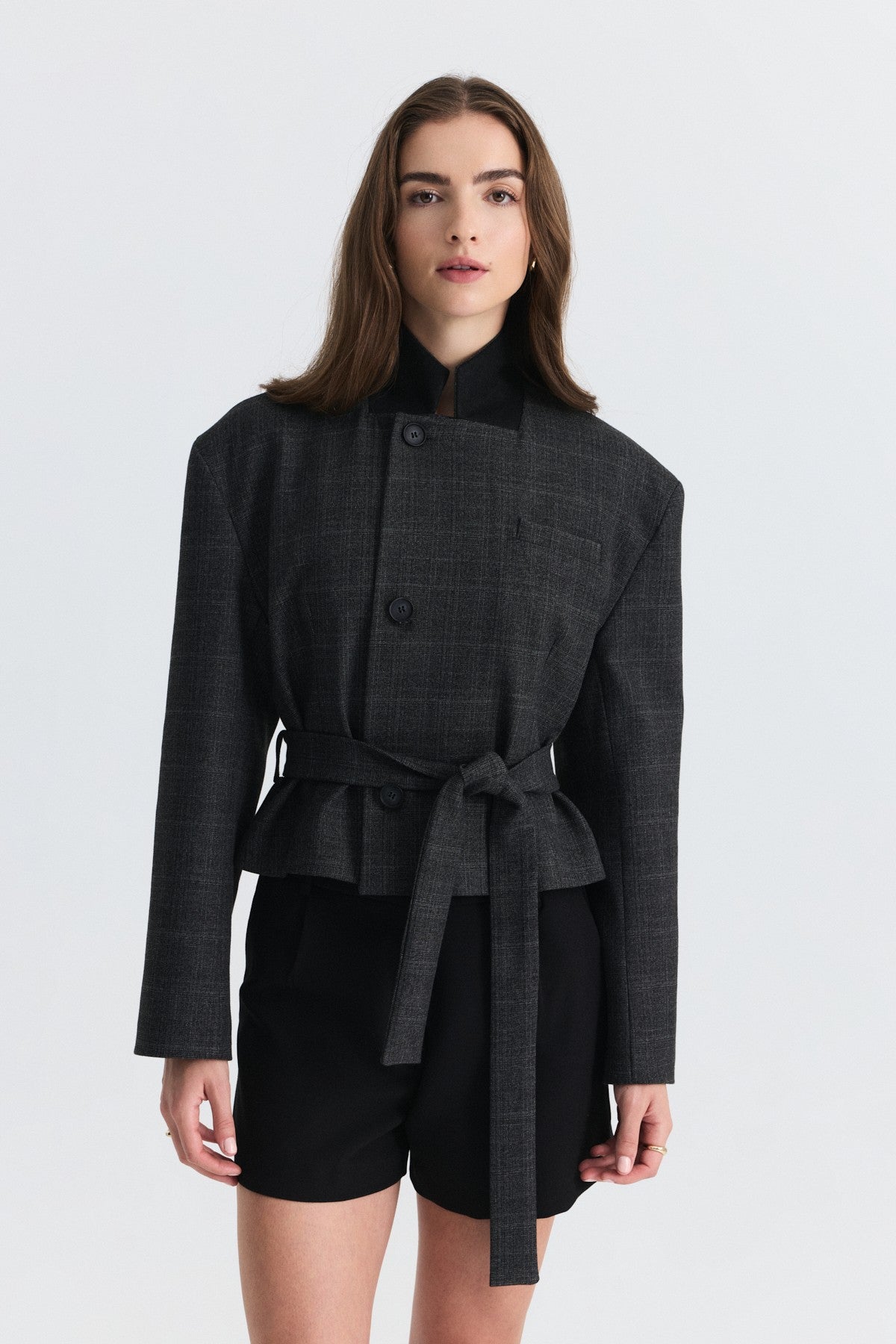 Short Jacket with Patches and a Belt