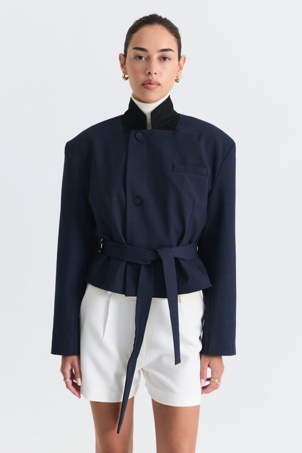 Short Jacket with Patches and a Belt