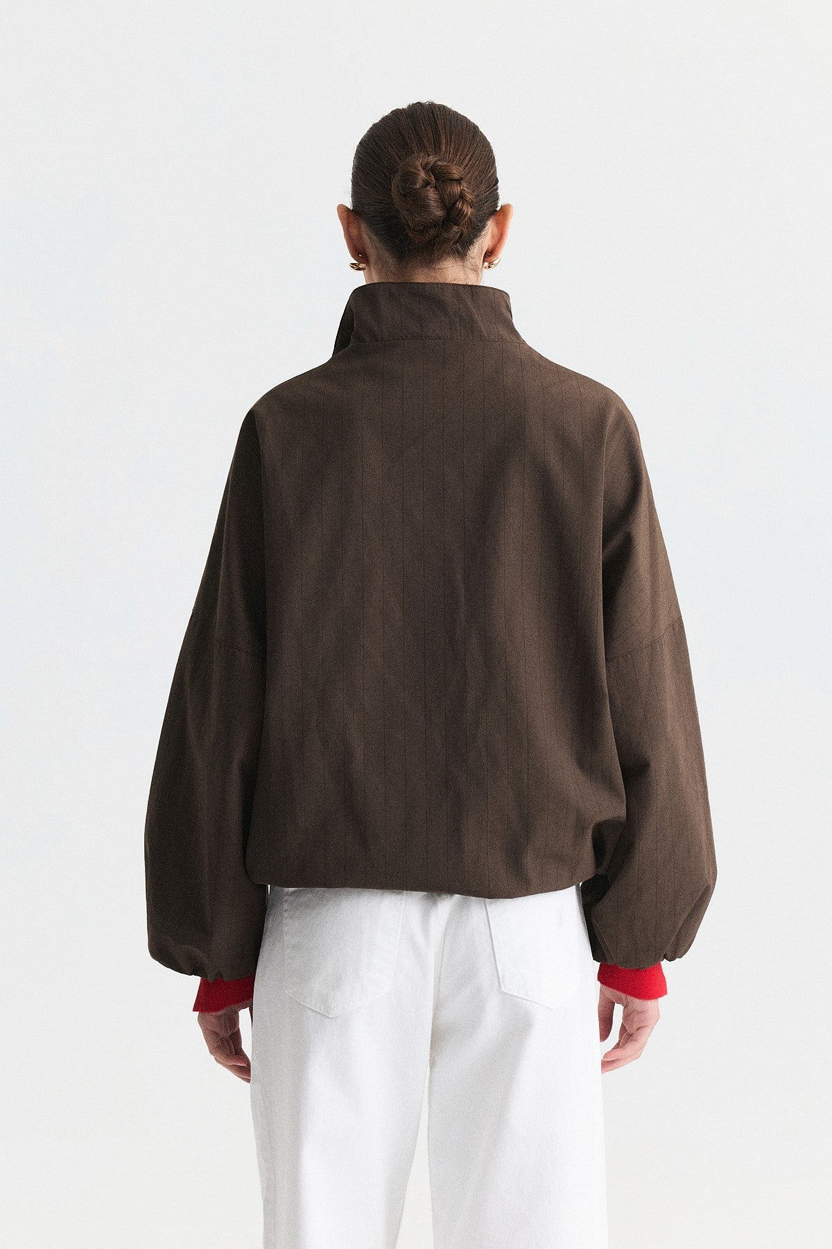 Contrast-Collar Checkered Jacket