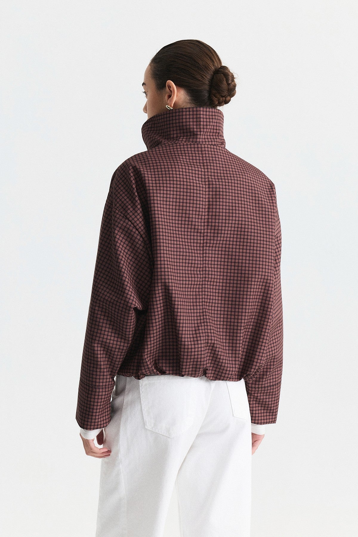 Wide-Collar Checkered Jacket