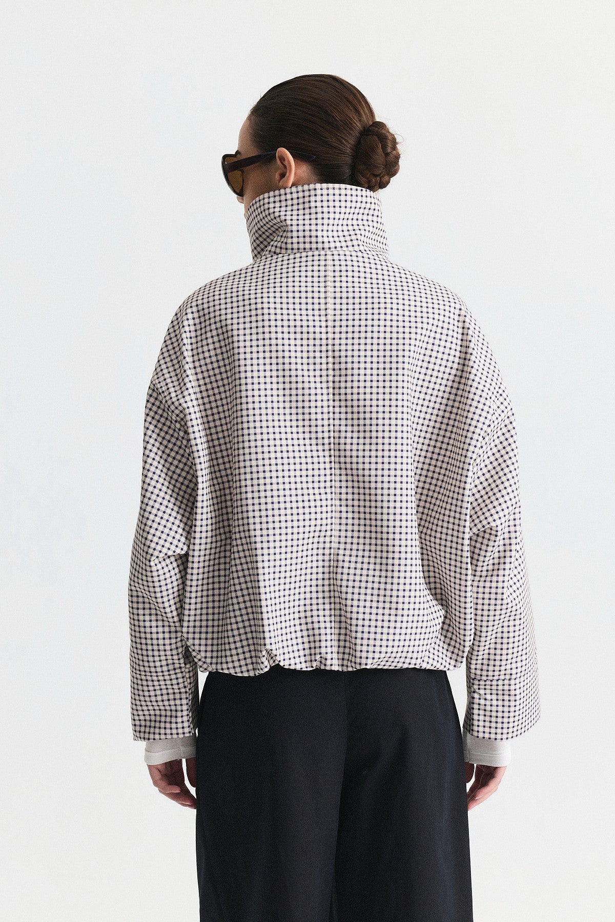 Wide-Collar Checkered Jacket