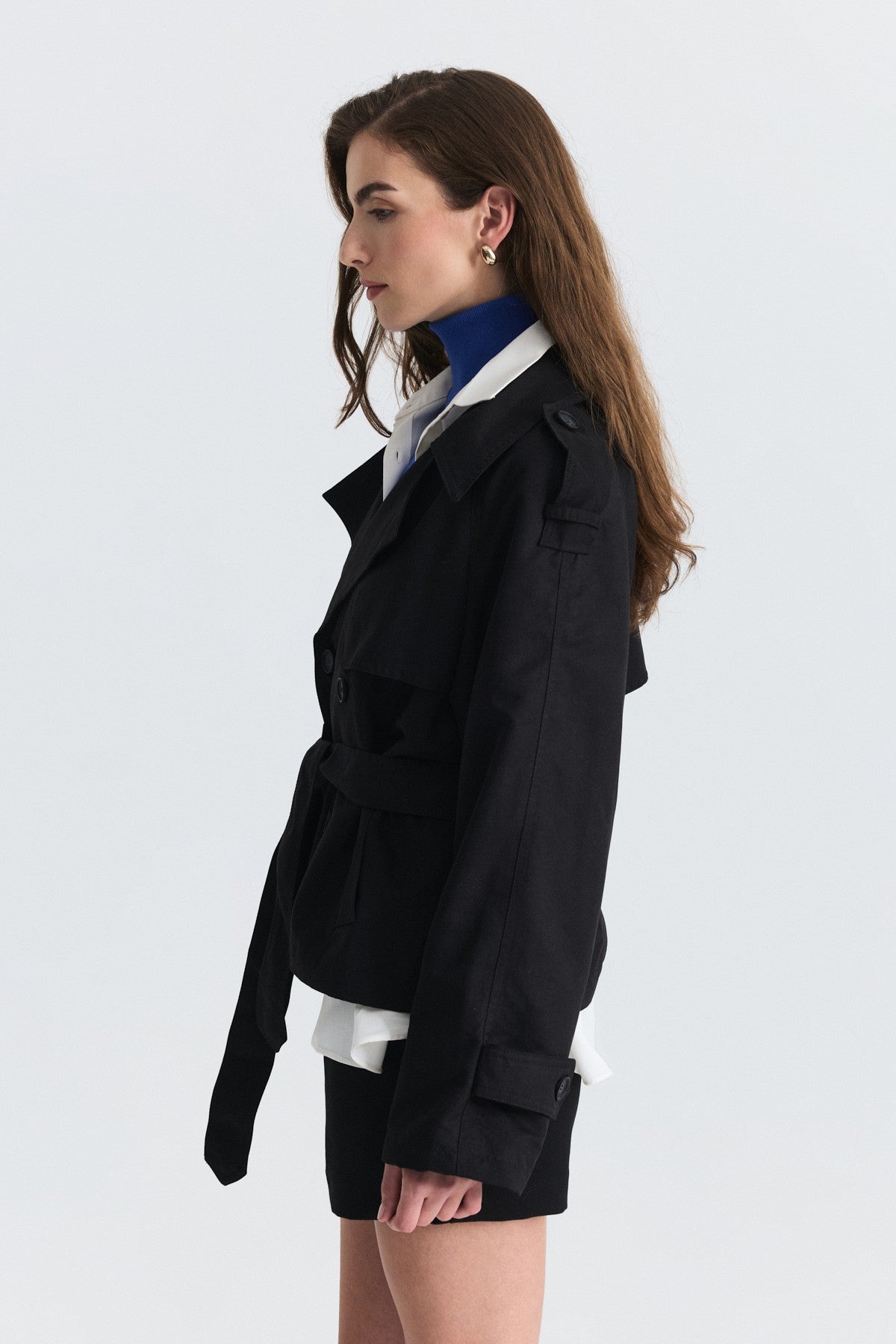 Short Trench Coat with a Belt