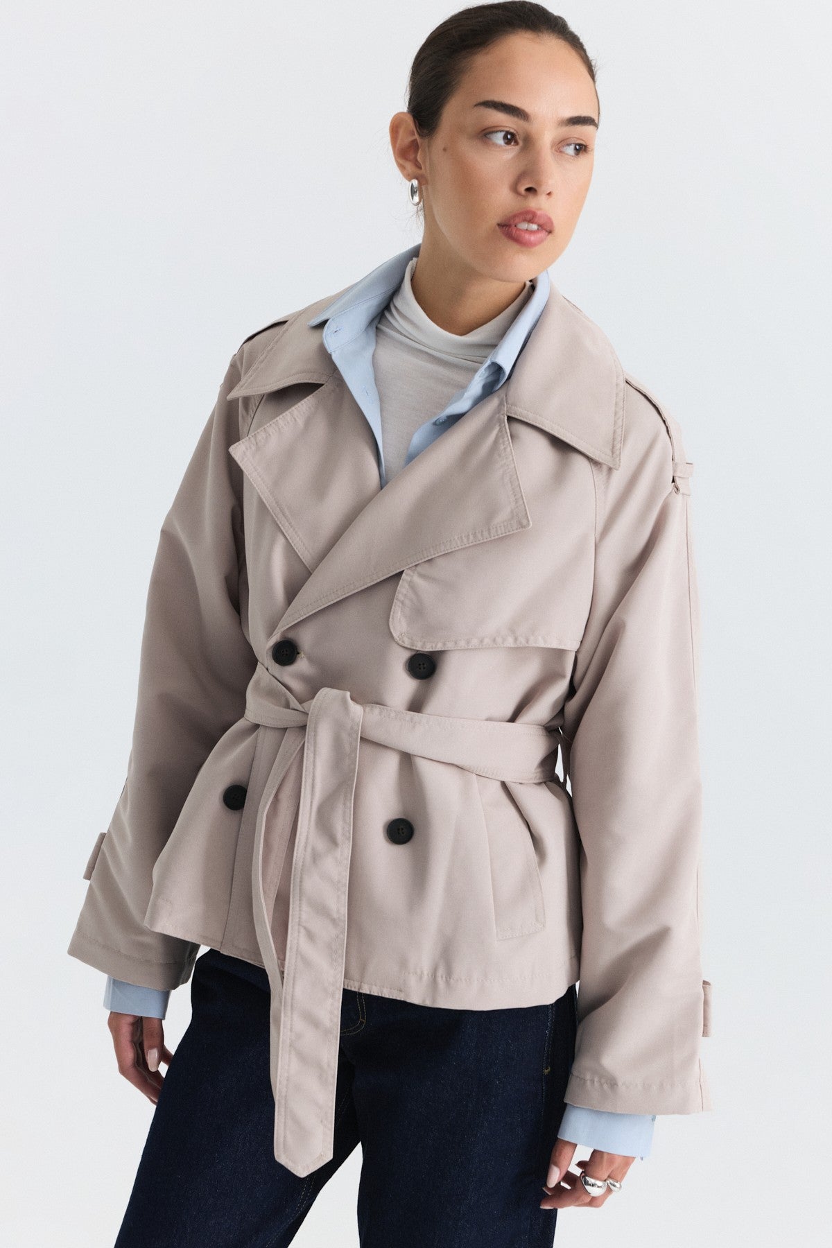 Short Trench Coat with a Belt