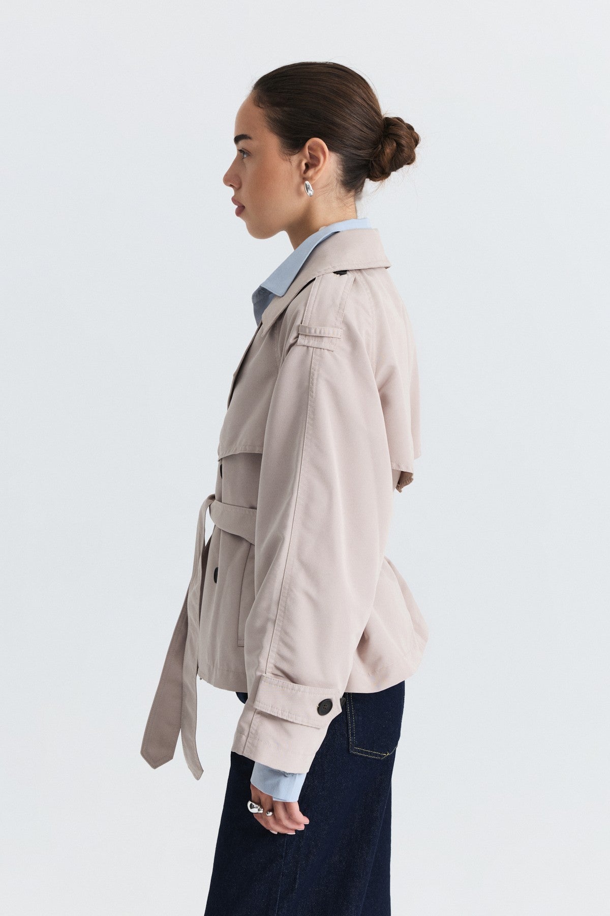 Short Trench Coat with a Belt