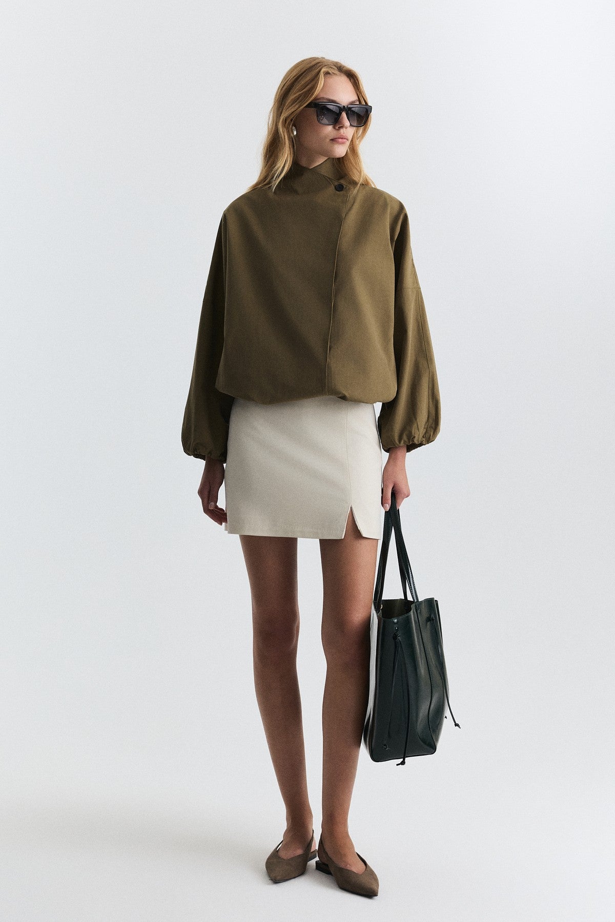 Side-Buttoned Bomber Jacket