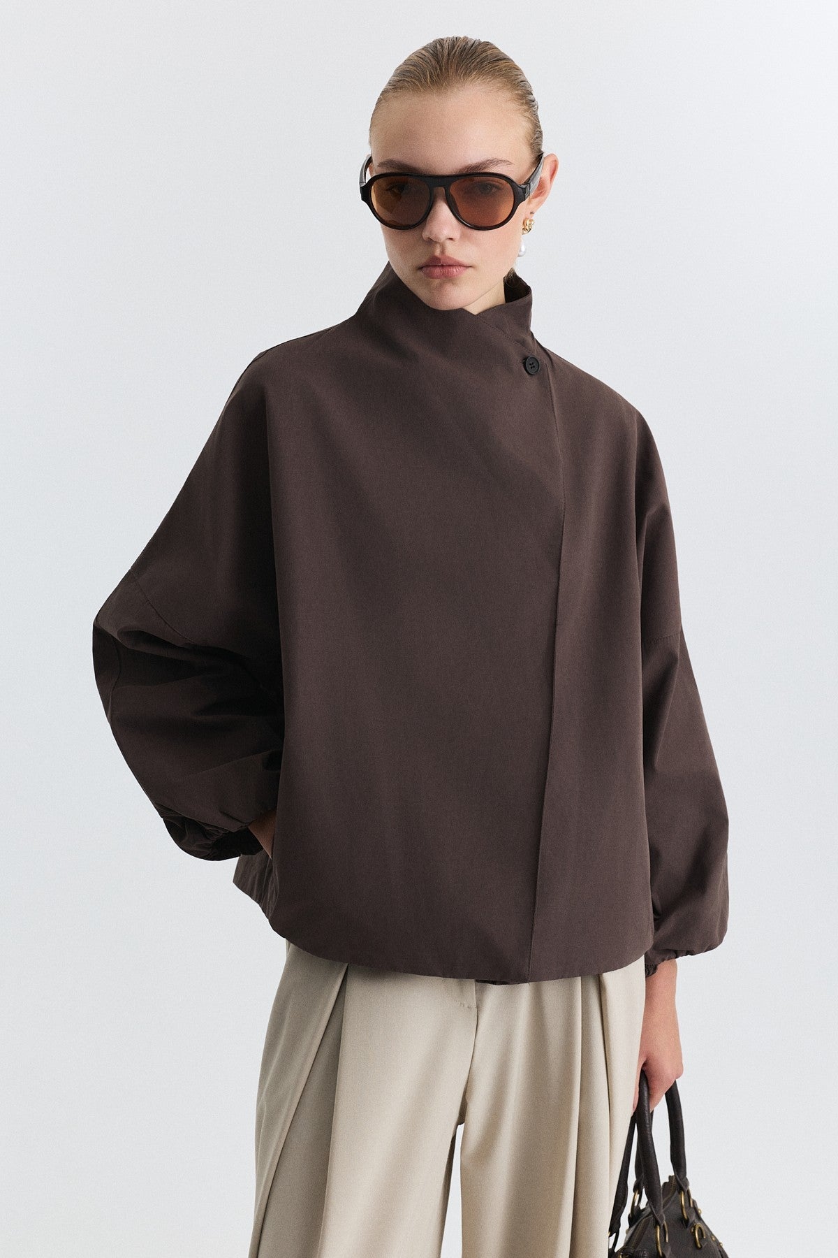 Side-Buttoned Bomber Jacket