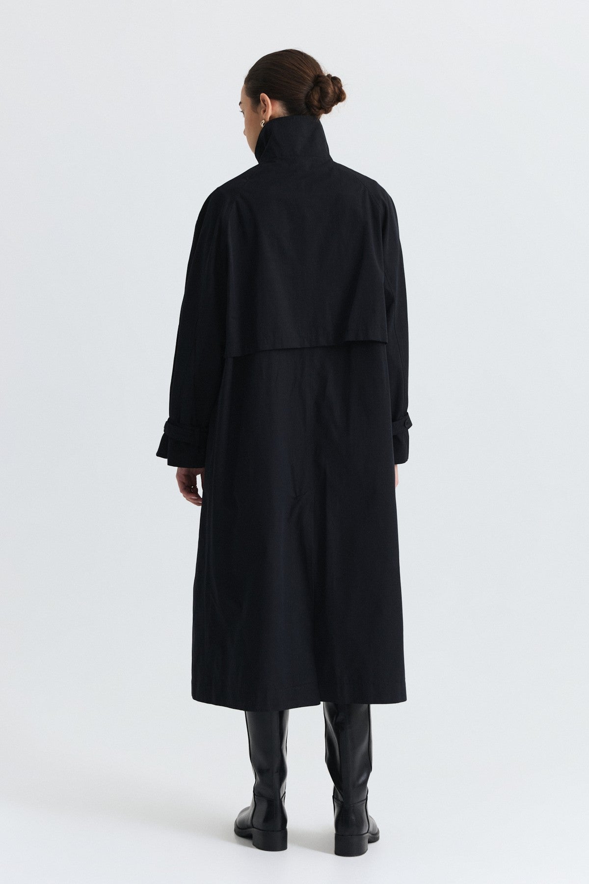 Long Trench Coat with Buckle Detail
