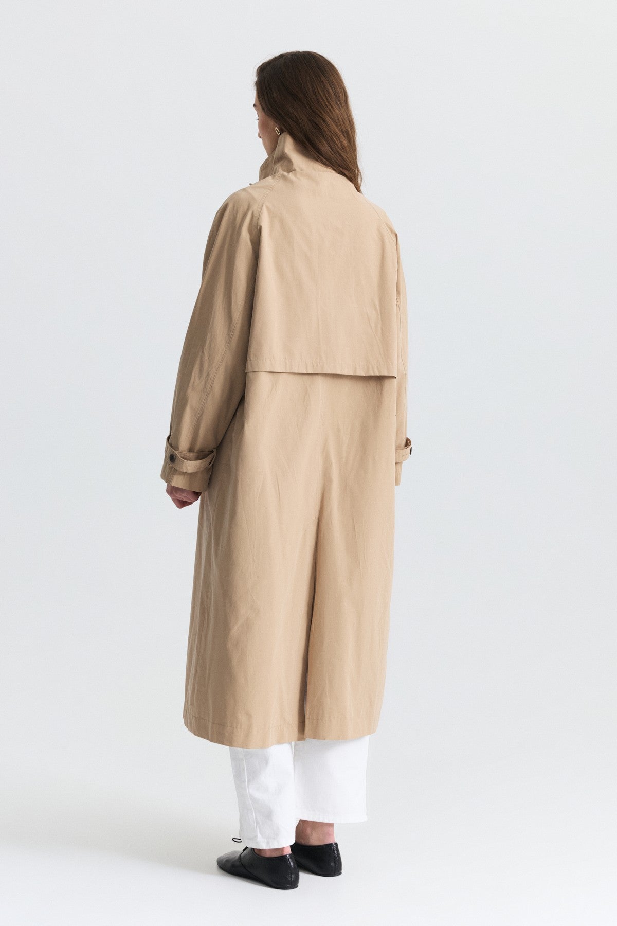 Long Trench Coat with Buckle Detail