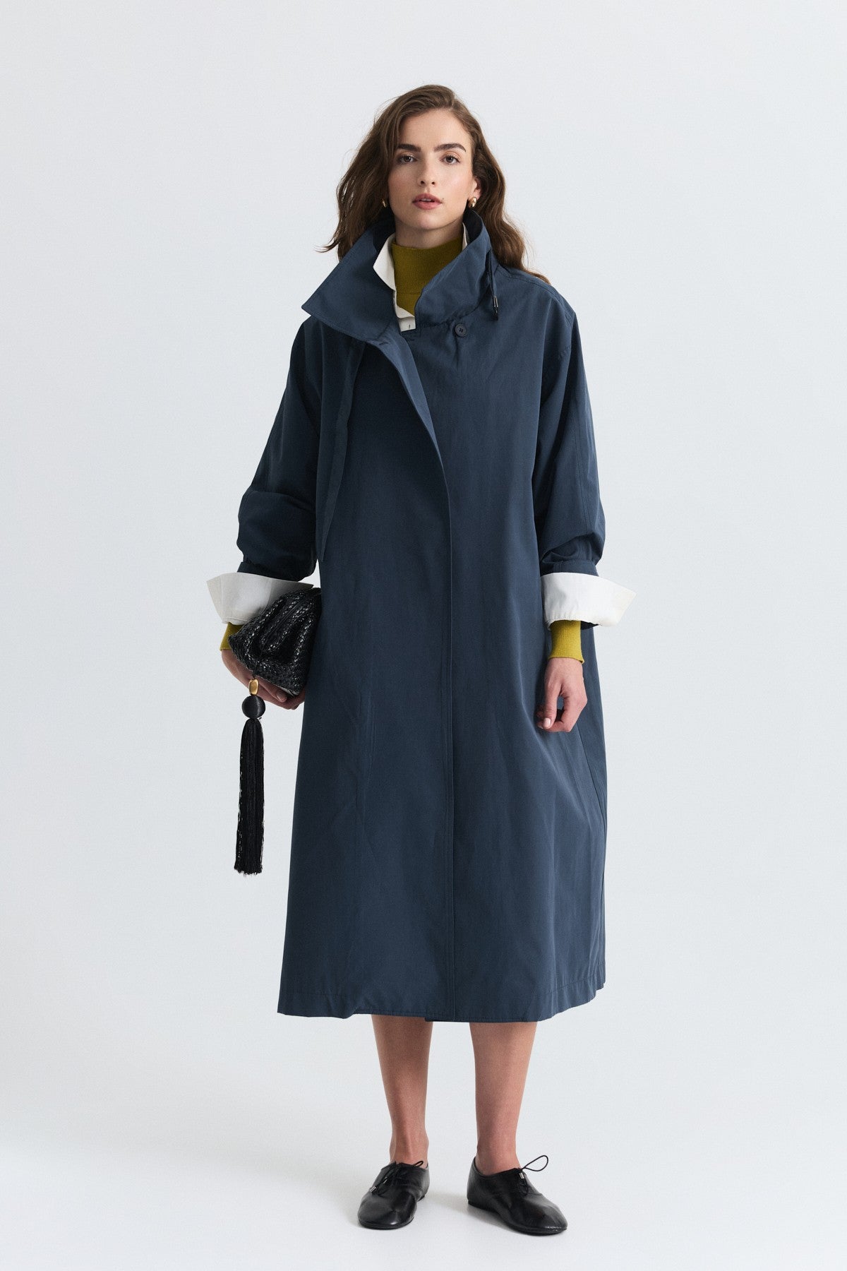 Long Trench Coat with Buckle Detail