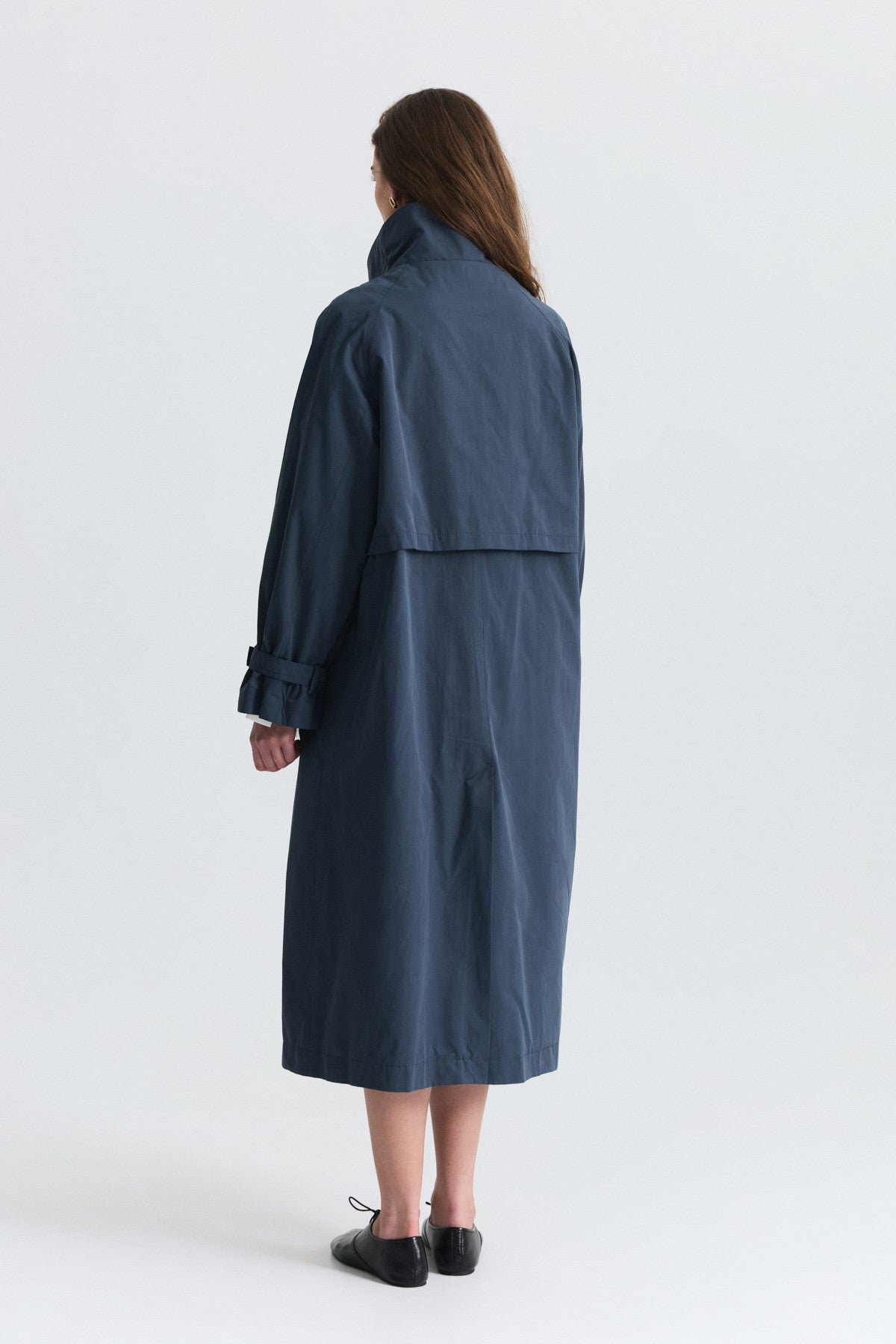 Long Trench Coat with Buckle Detail