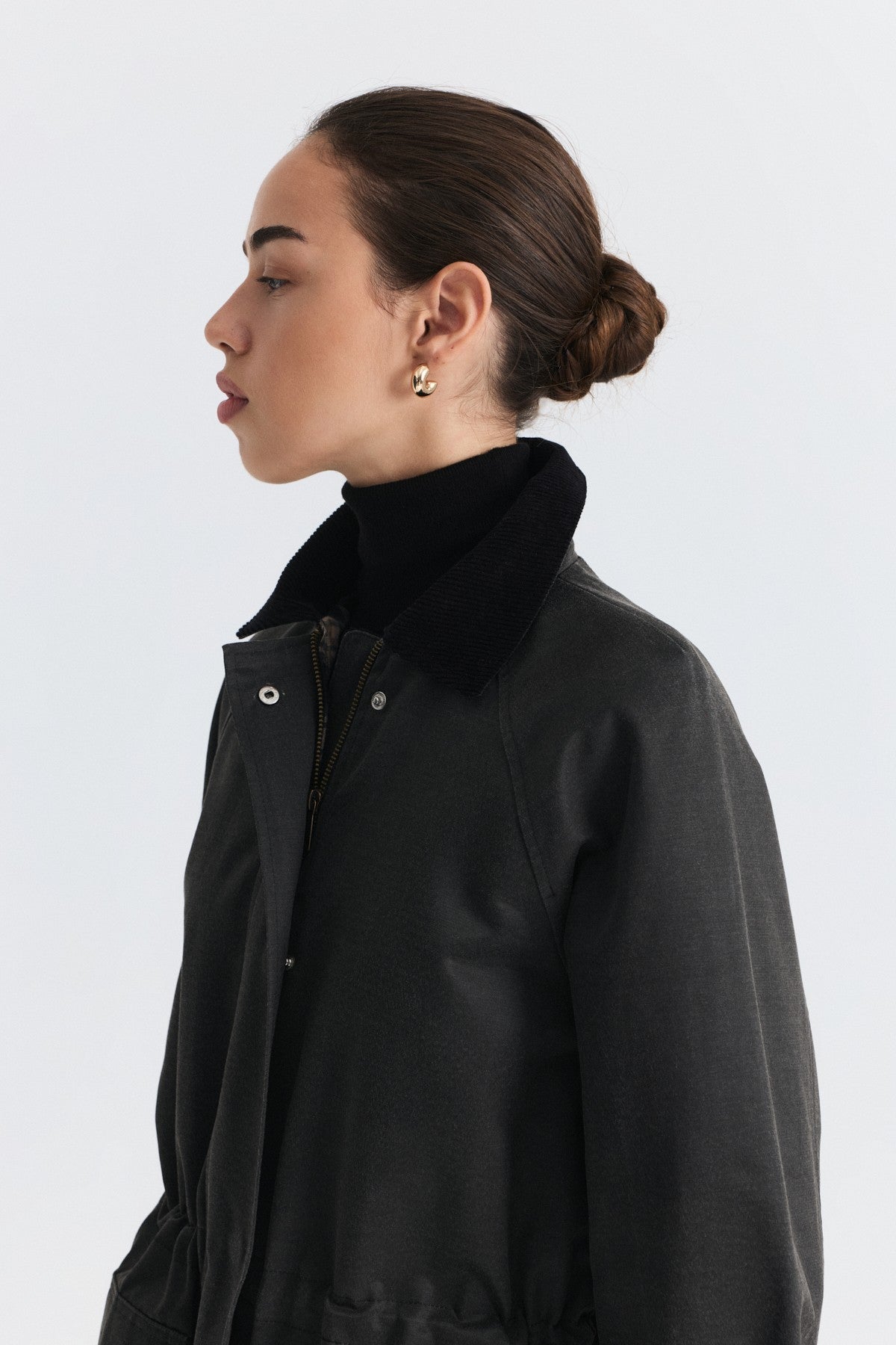 Velvet-Collar Jacket with a Waxed Look