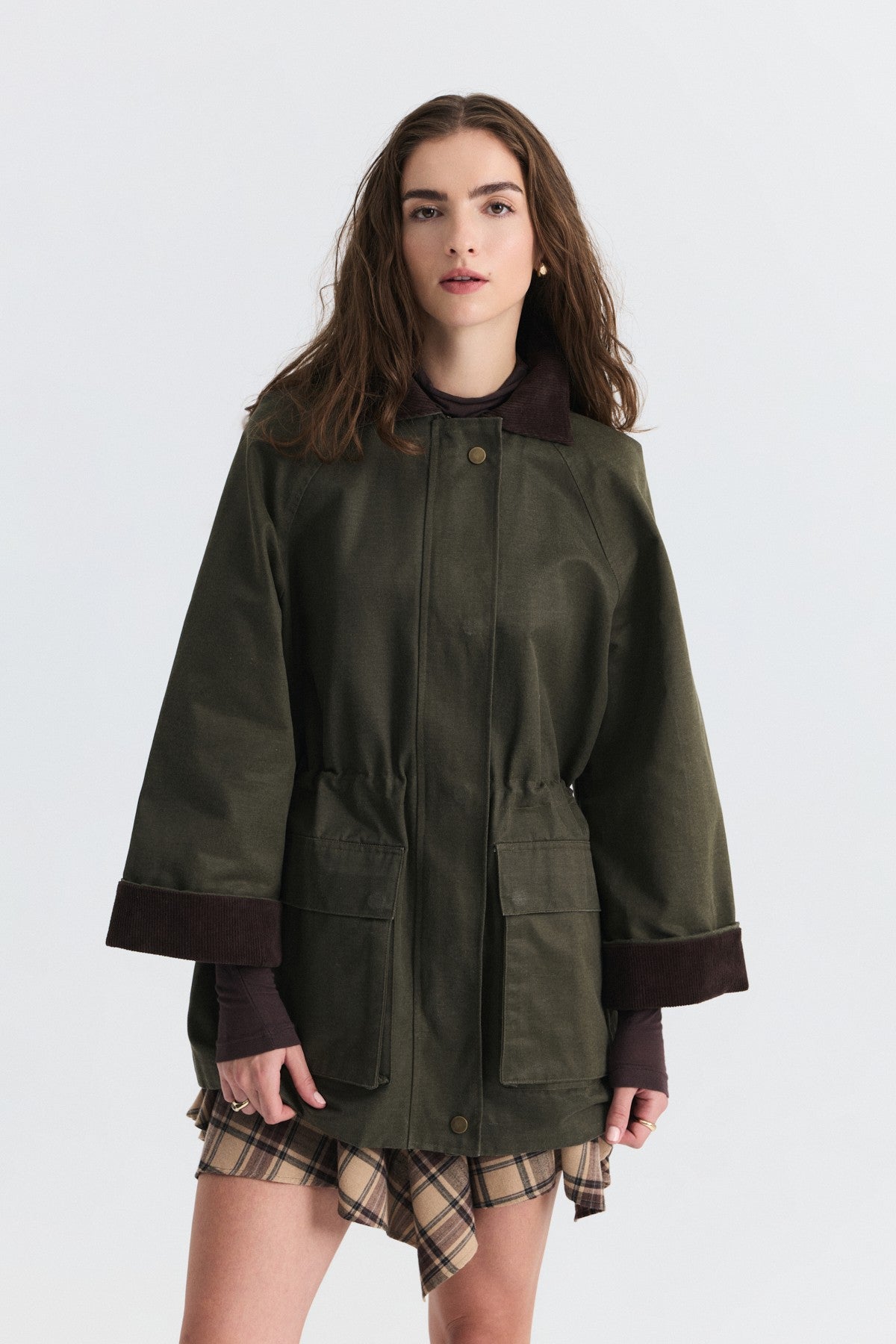 Velvet-Collar Jacket with a Waxed Look