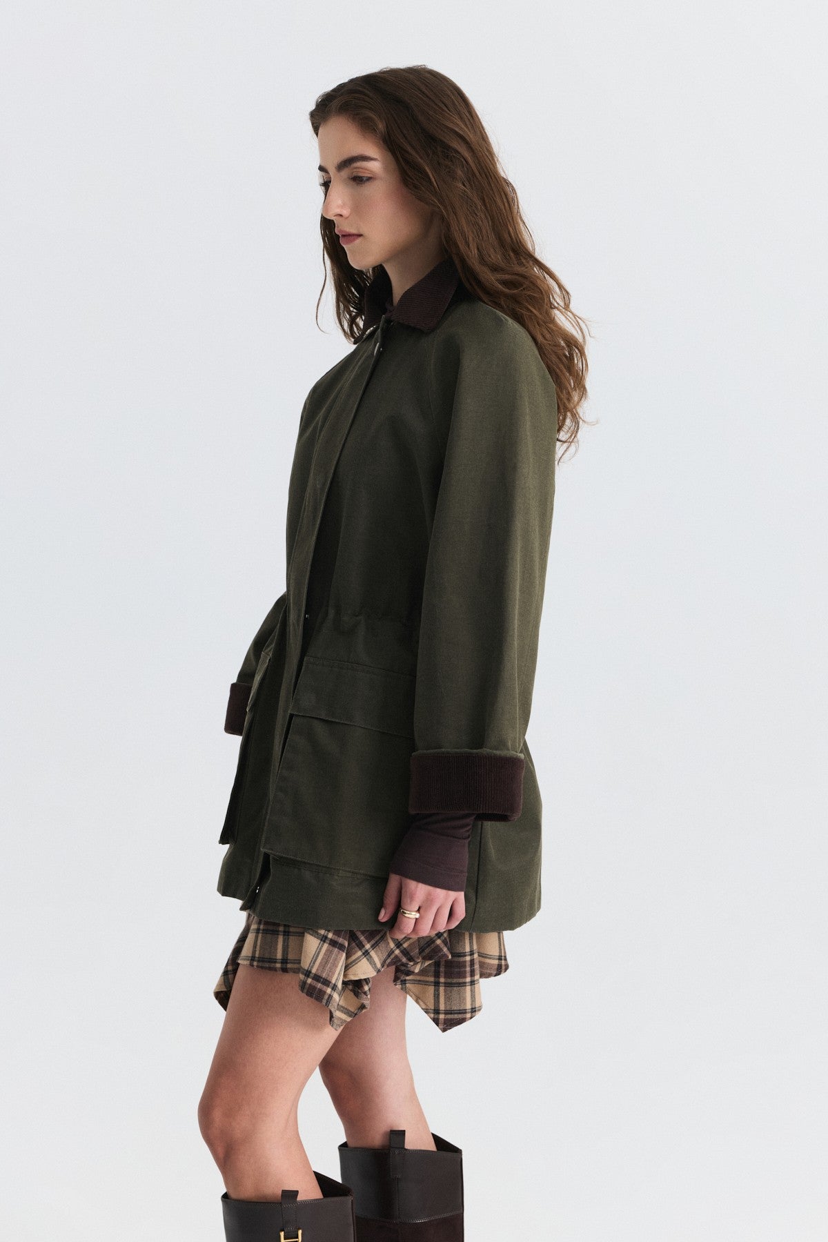 Velvet-Collar Jacket with a Waxed Look