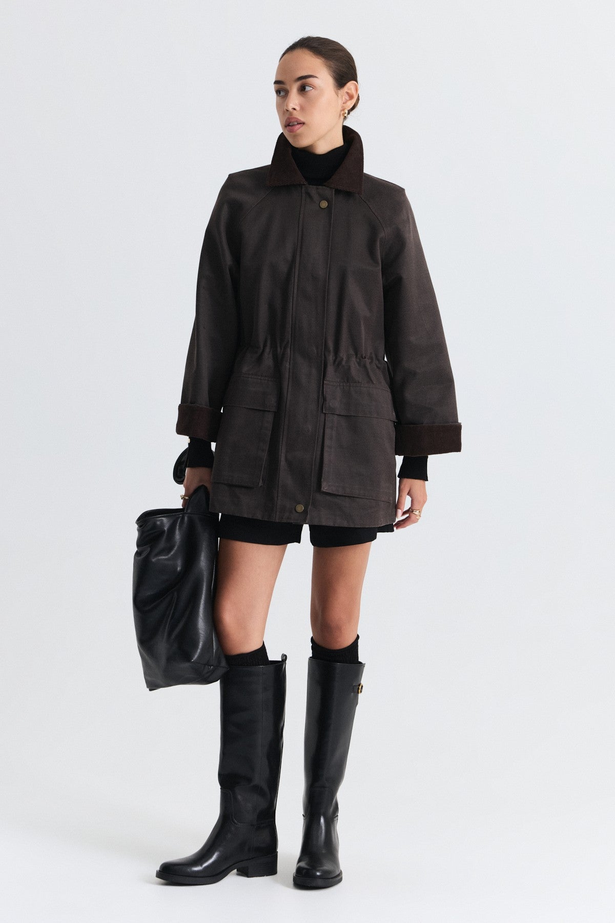 Velvet-Collar Jacket with a Waxed Look