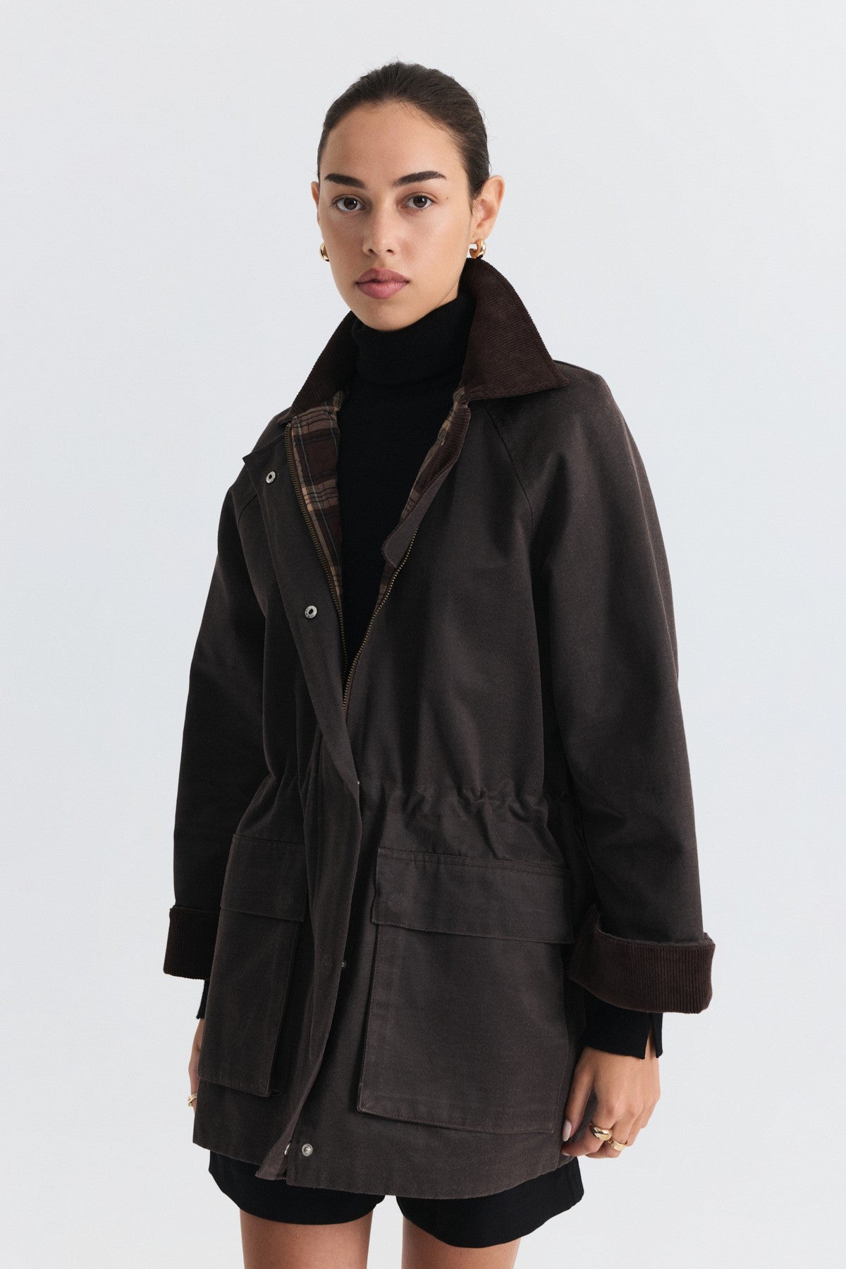 Velvet-Collar Jacket with a Waxed Look