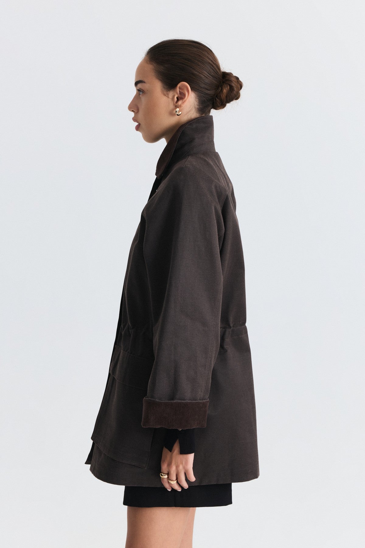 Velvet-Collar Jacket with a Waxed Look