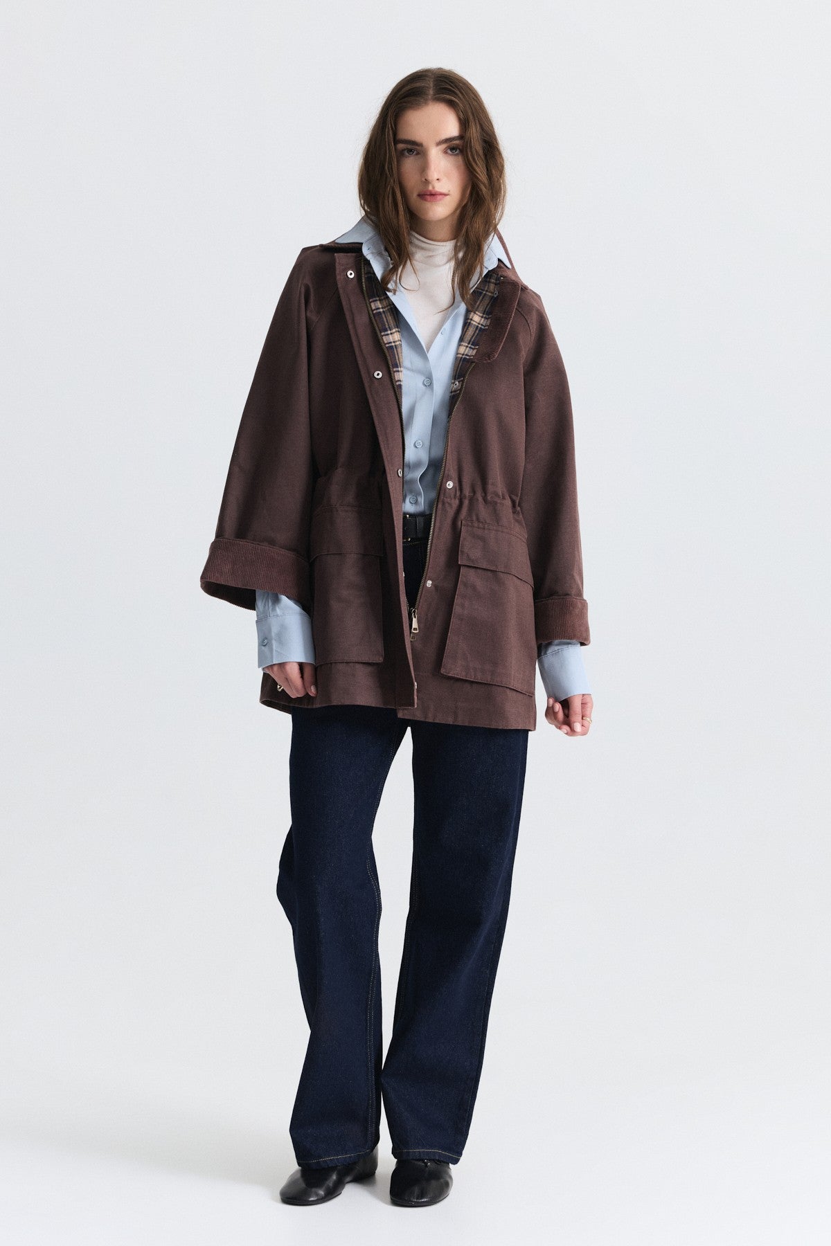 Velvet-Collar Jacket with a Waxed Look