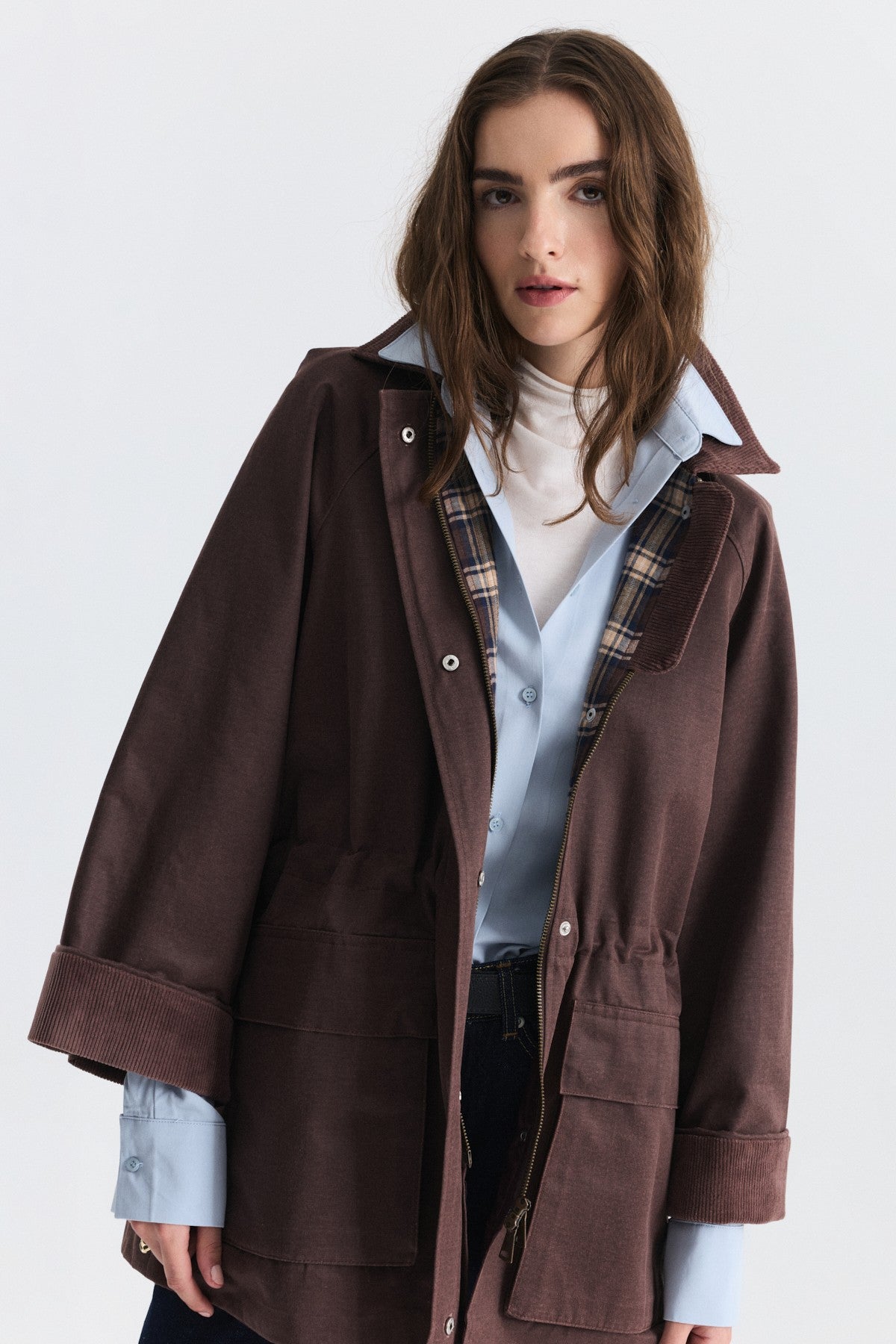Velvet-Collar Jacket with a Waxed Look