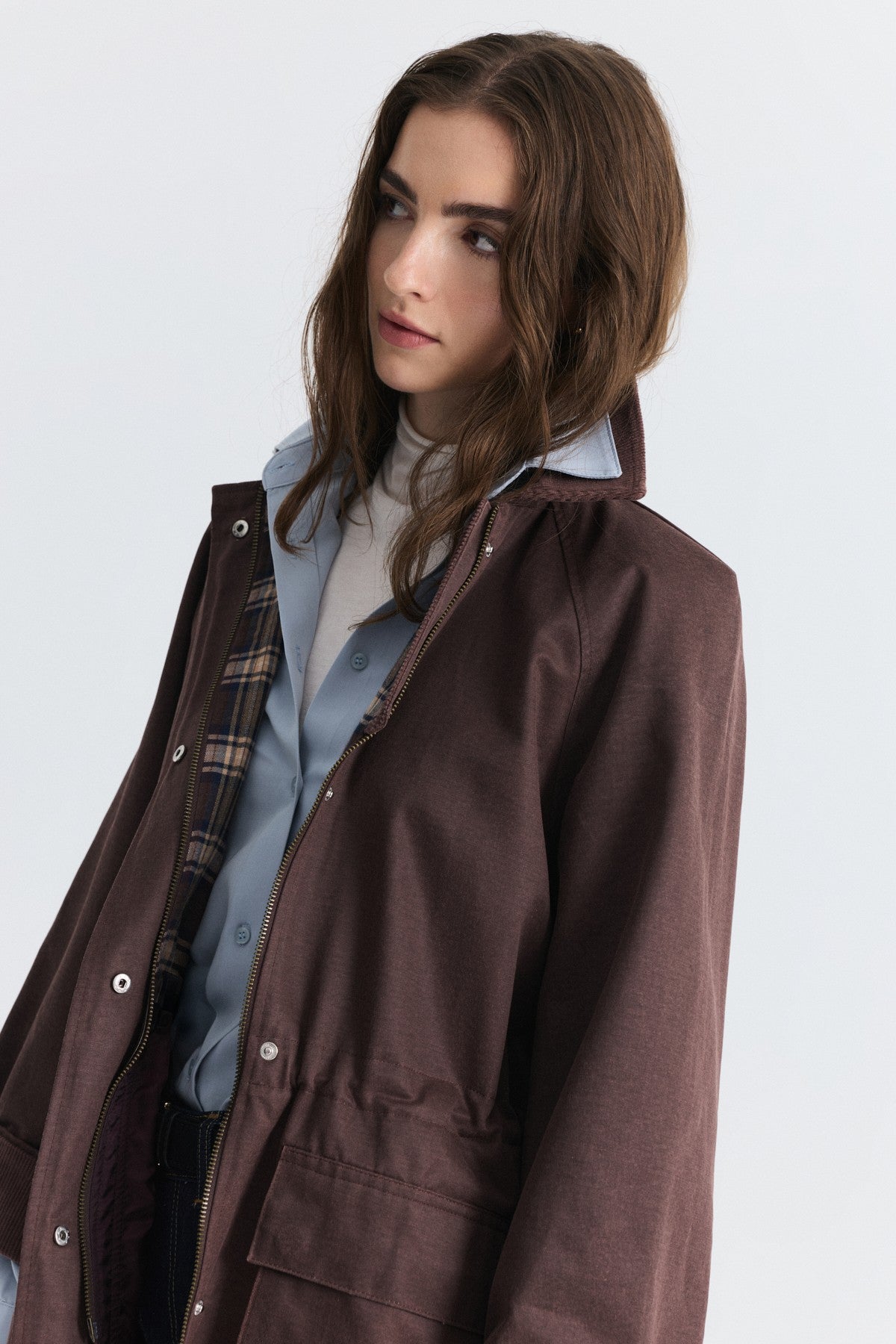 Velvet-Collar Jacket with a Waxed Look
