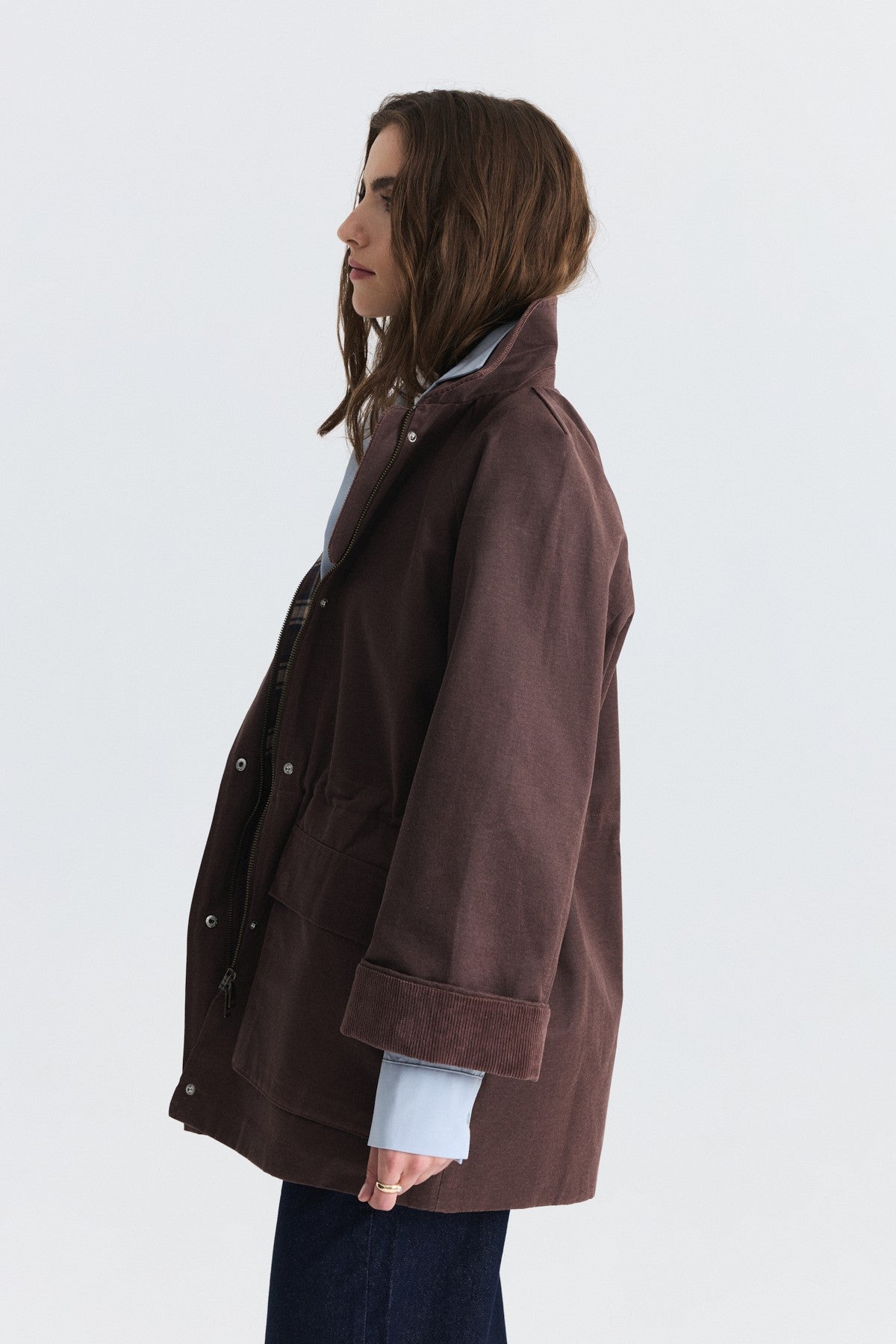 Velvet-Collar Jacket with a Waxed Look