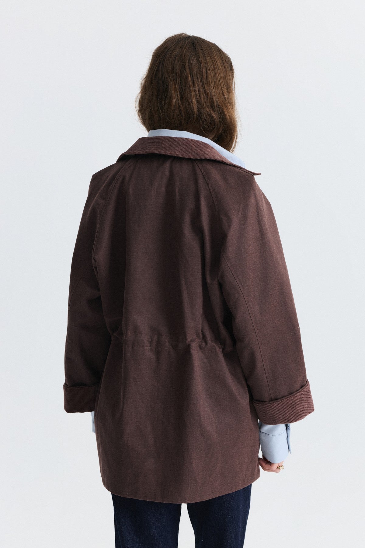 Velvet-Collar Jacket with a Waxed Look