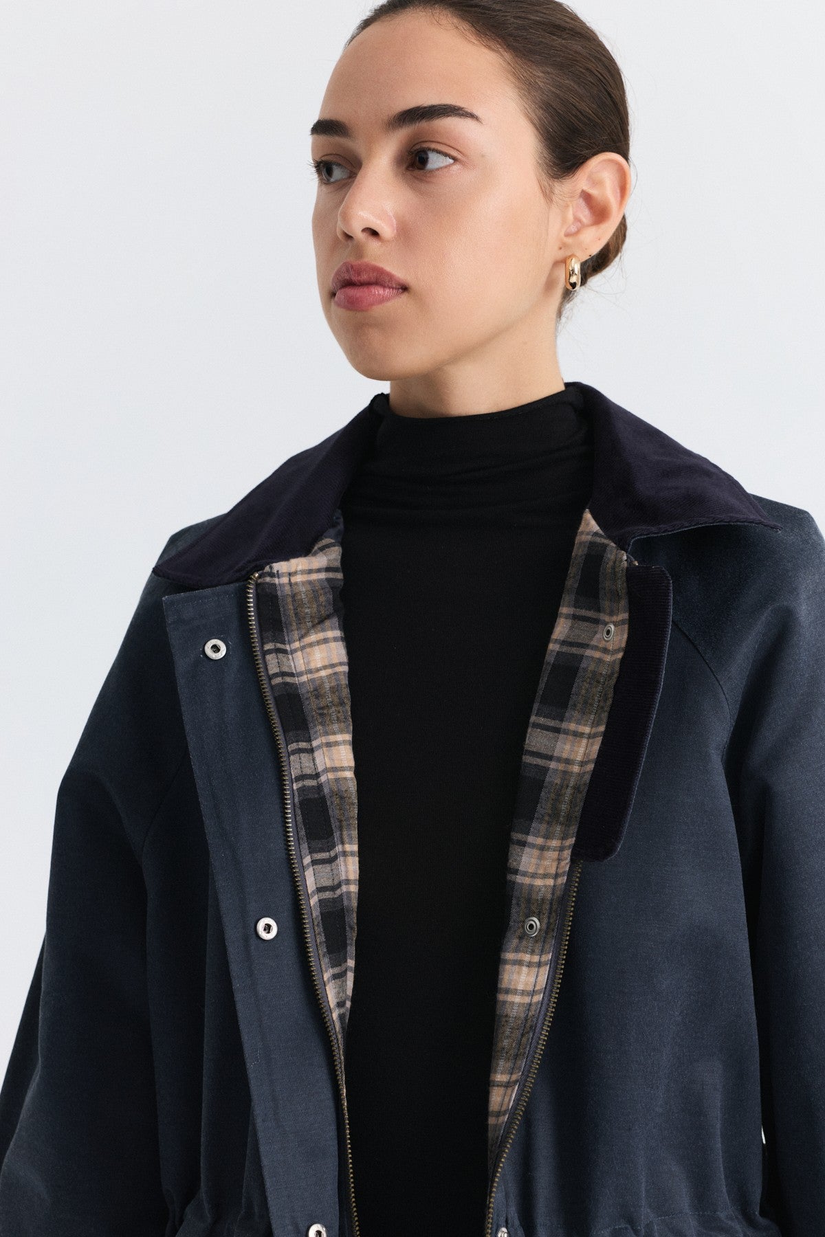 Velvet-Collar Jacket with a Waxed Look