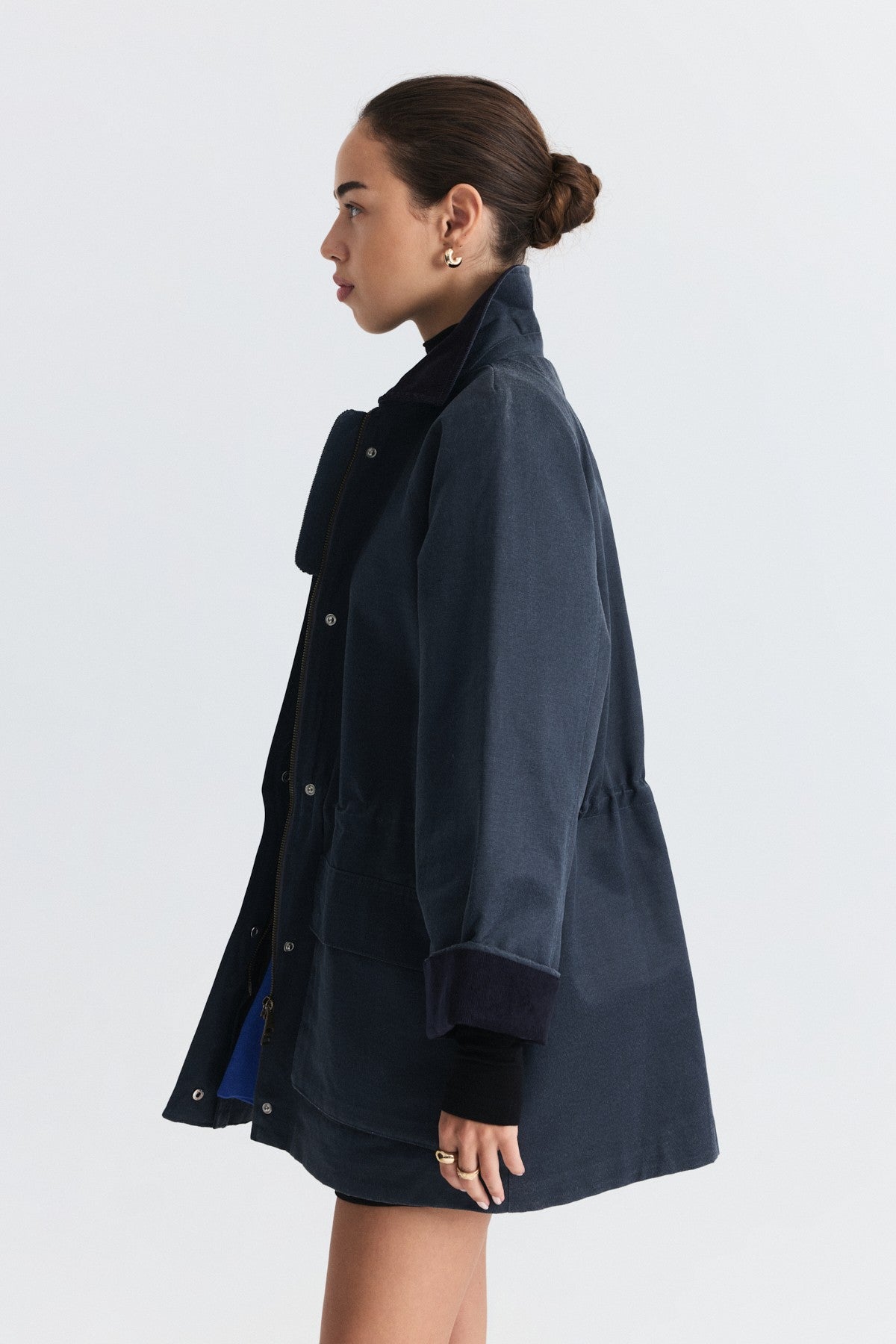 Velvet-Collar Jacket with a Waxed Look