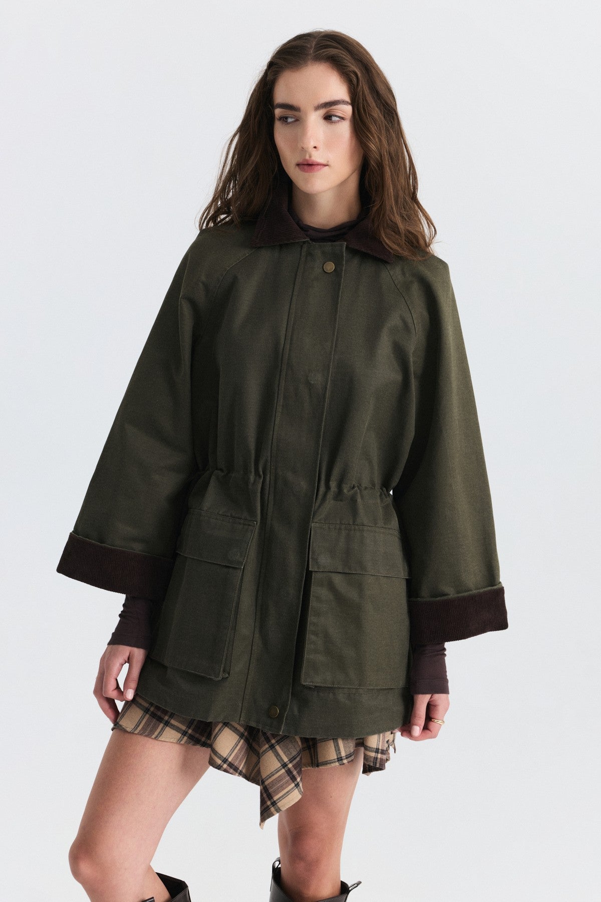 Velvet-Collar Jacket with a Waxed Look
